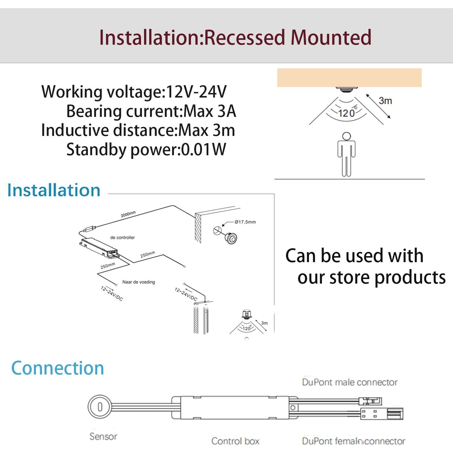 Interruptor de Luz LED con Sensor de Movimiento VST IH01 12V-24V