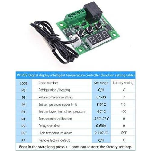 Termostato Digital HiLetgo W1209 12V Control Temperatura -50 a 110°C