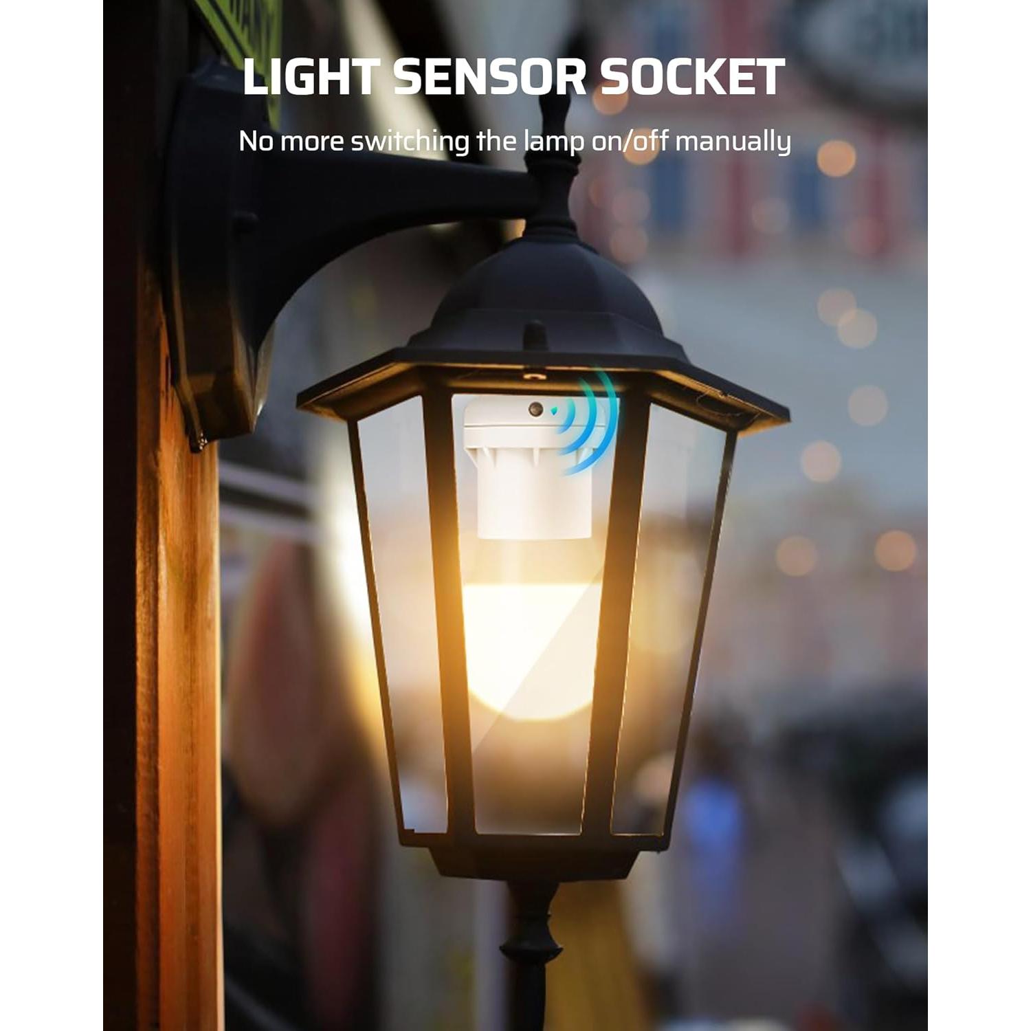 Adaptador E26/E27 con Sensor de Luz DEWENWILS - Paquete de 2