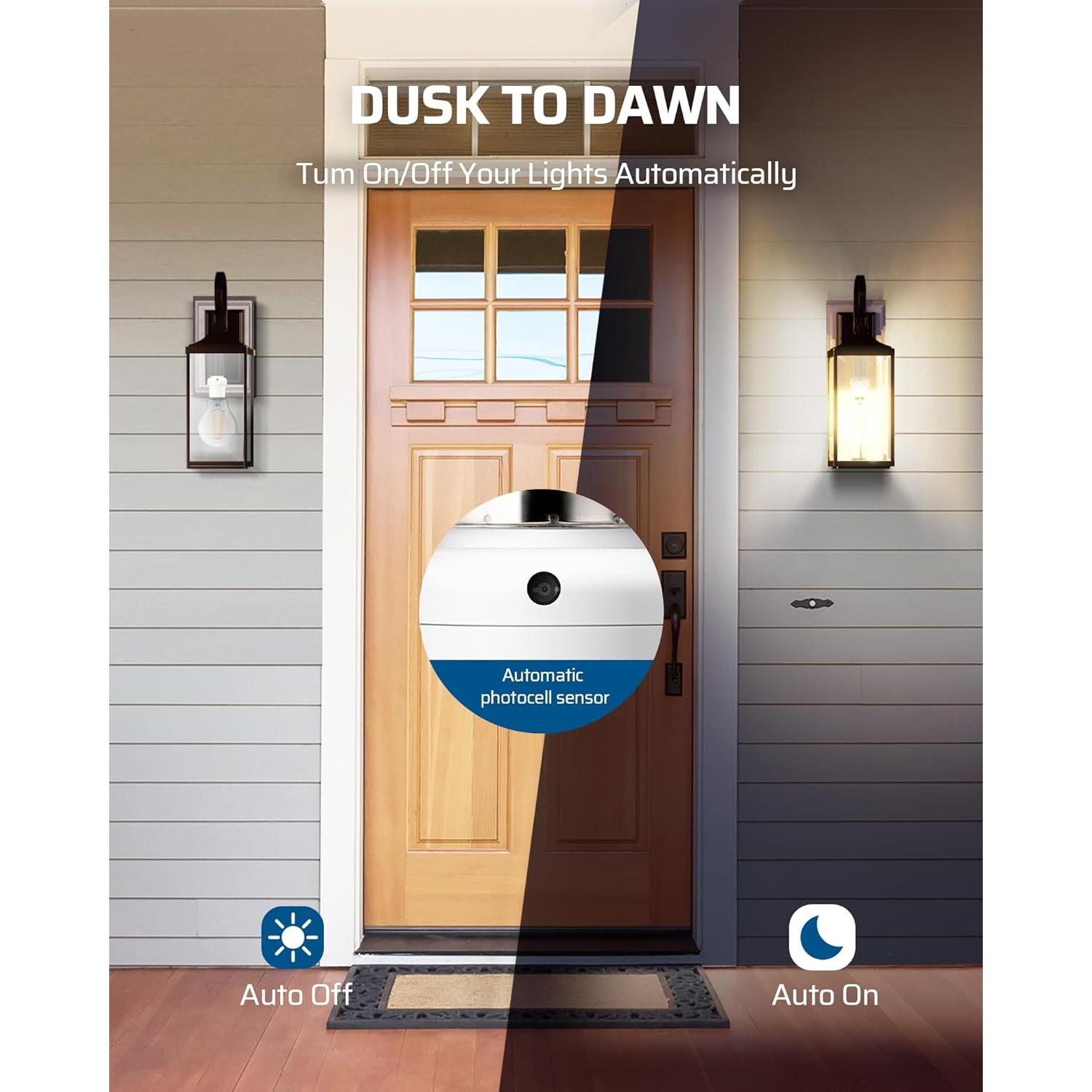 Adaptador E26/E27 con Sensor de Luz DEWENWILS - Paquete de 2