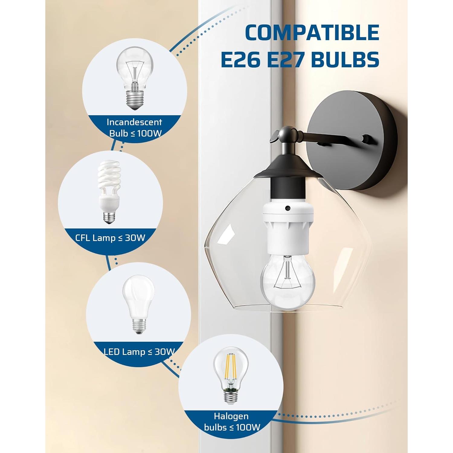 Adaptador E26/E27 con Sensor de Luz DEWENWILS - Paquete de 2