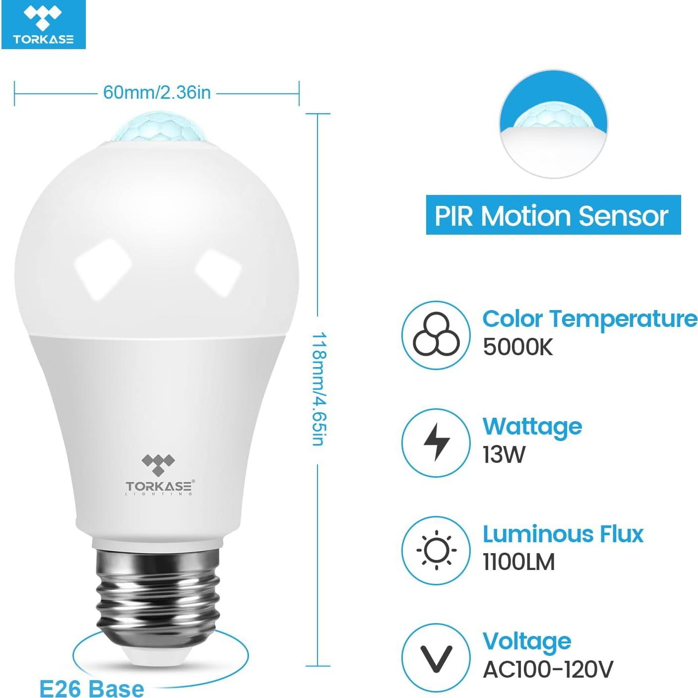 Bombillas LED TORKASE 13W con Sensor de Movimiento 3Pack