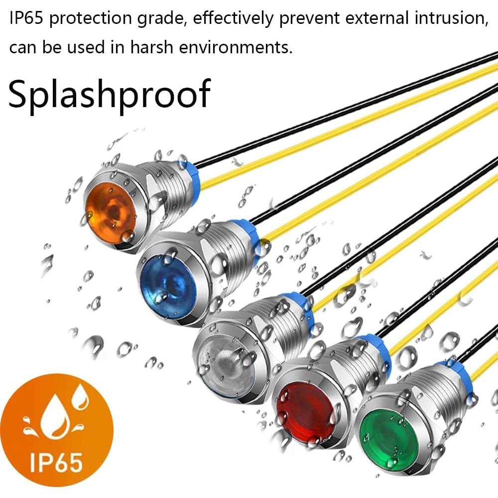 5 Piezas Luz Indicadora LED 10mm Gebildet Multicolor IP65