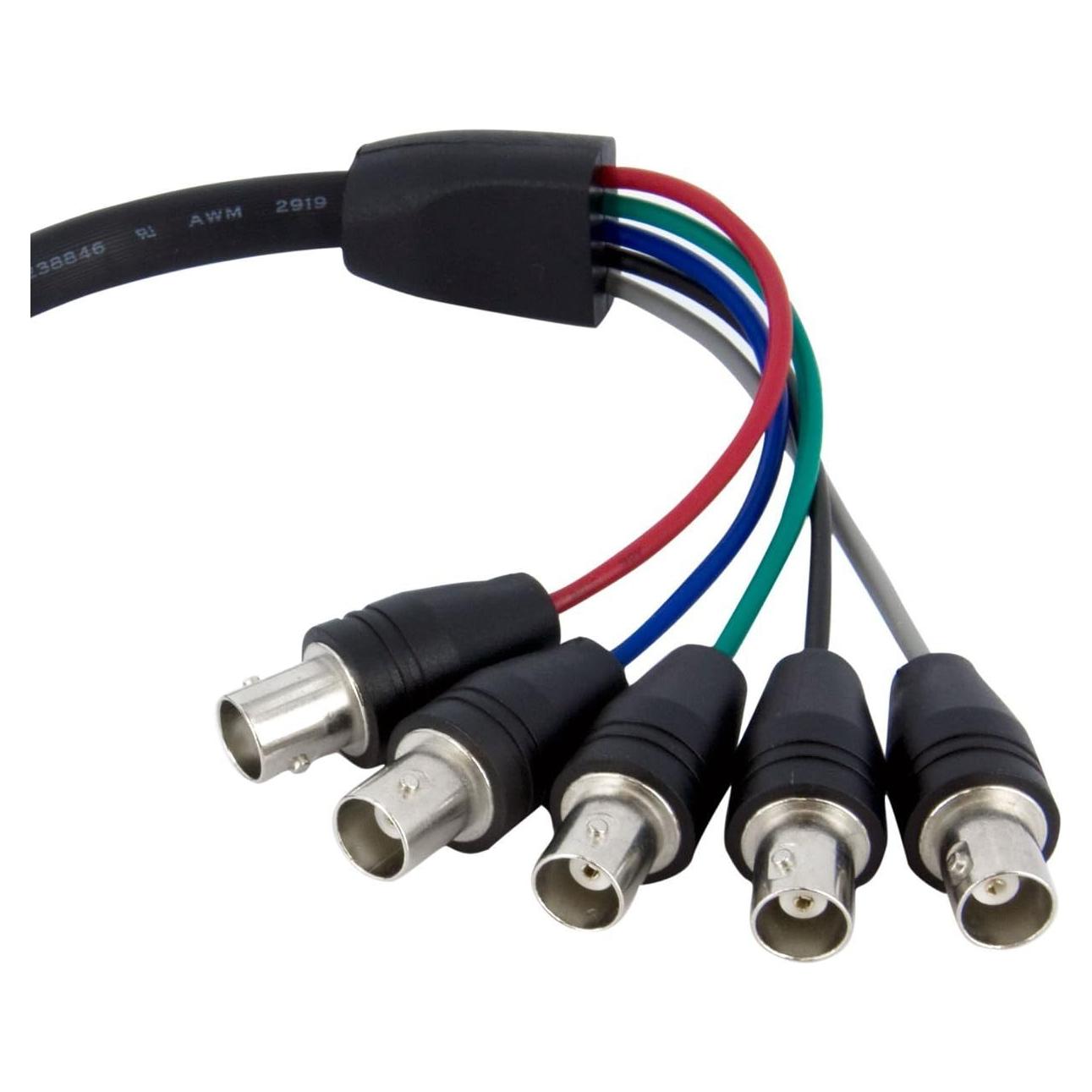 Cable Coaxial HD15 VGA a 5 BNC RGBHV StarTech 1 Pie Negro