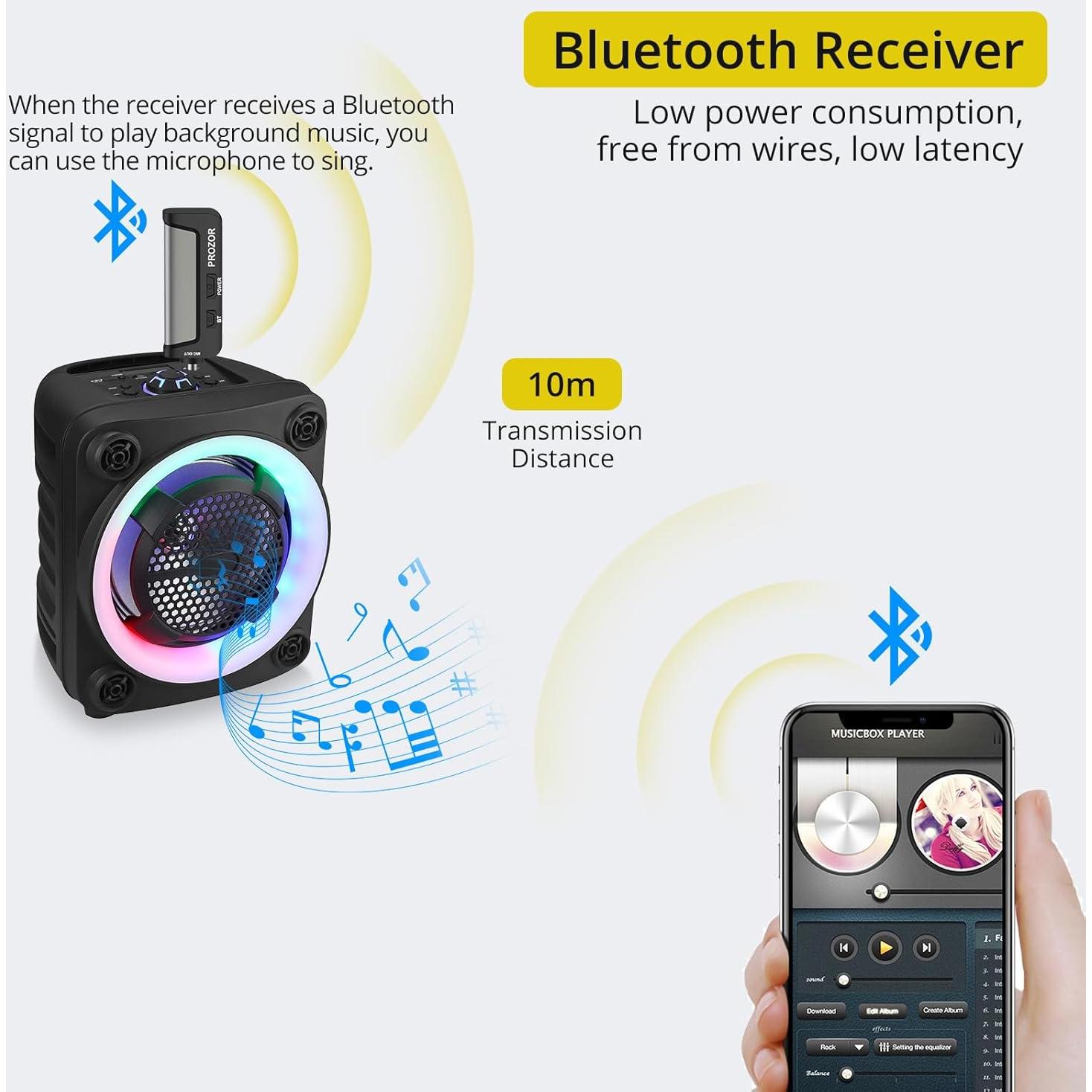 Micrófono Inalámbrico UHF PROZOR Doble de Mano Recargable