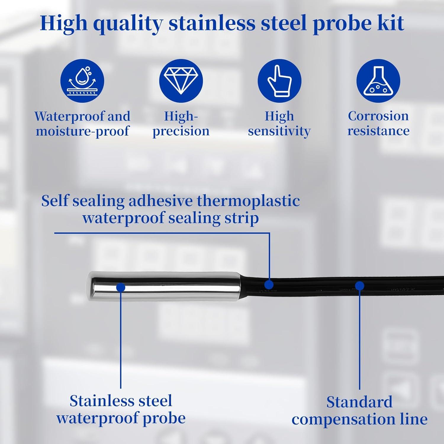 2 Piezas Sonda de Temperatura 10K NTC 3950 Acero Inoxidable 1M