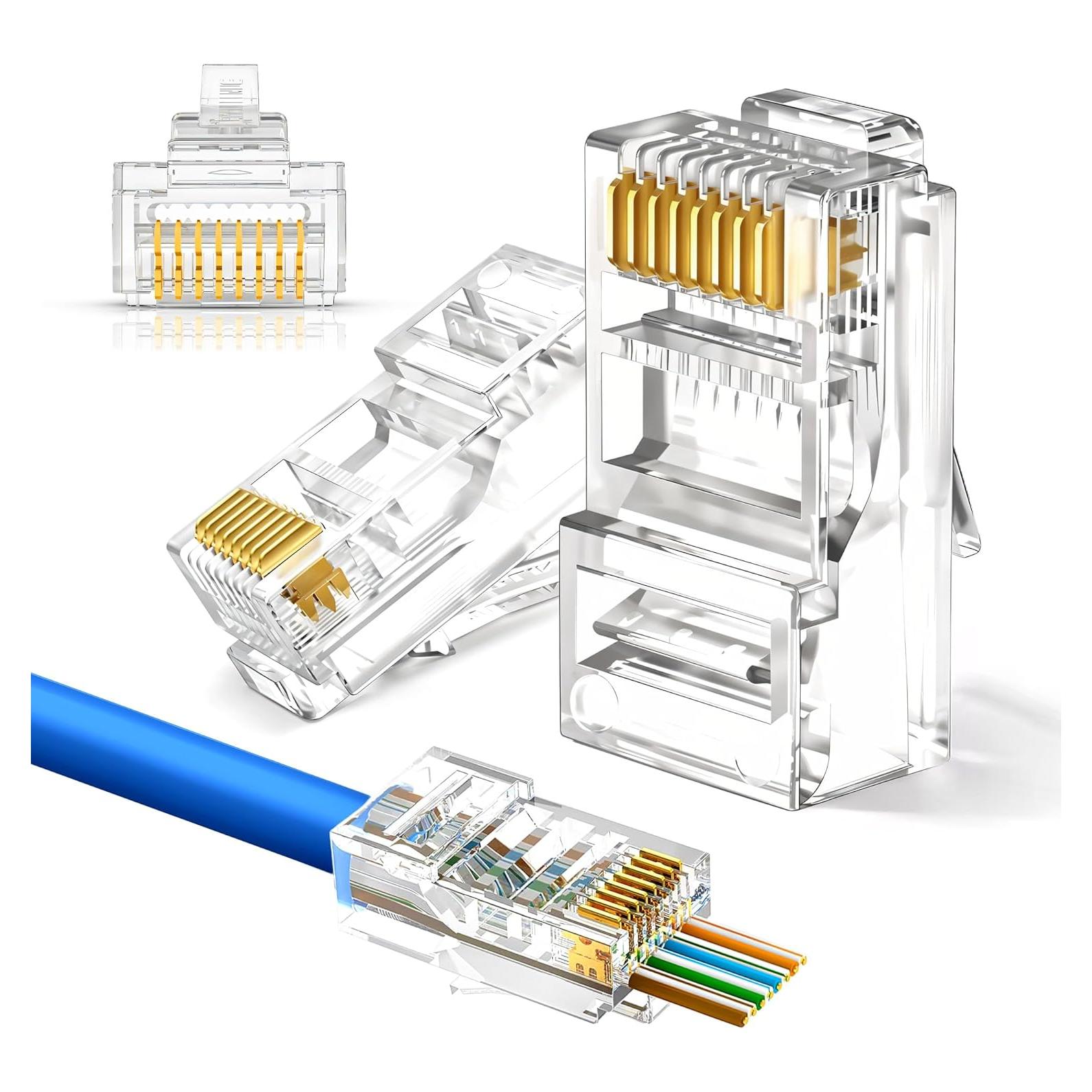 Cables Monk RJ45 CAT6 Passthrough 20 Unidades 30µ Oro