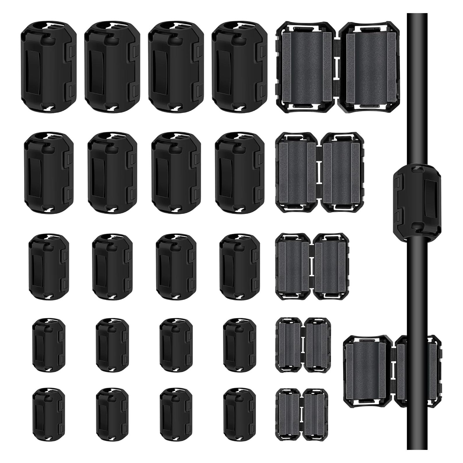 25 Clips de Ferrita COITEK para Supresión de Ruido EMI RFI