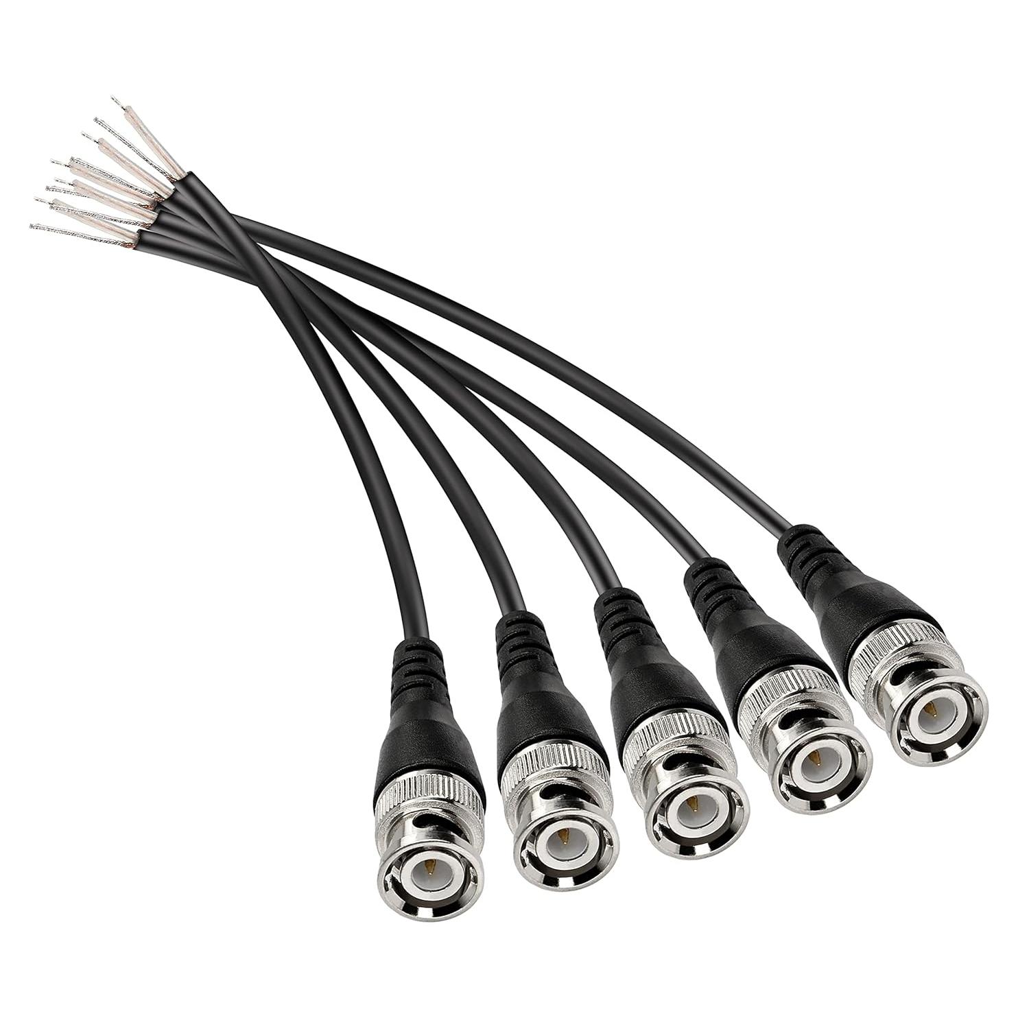 Cable Pigtail BNC Macho MEIRIYFA 0.2m para CCTV - 5 Pcs