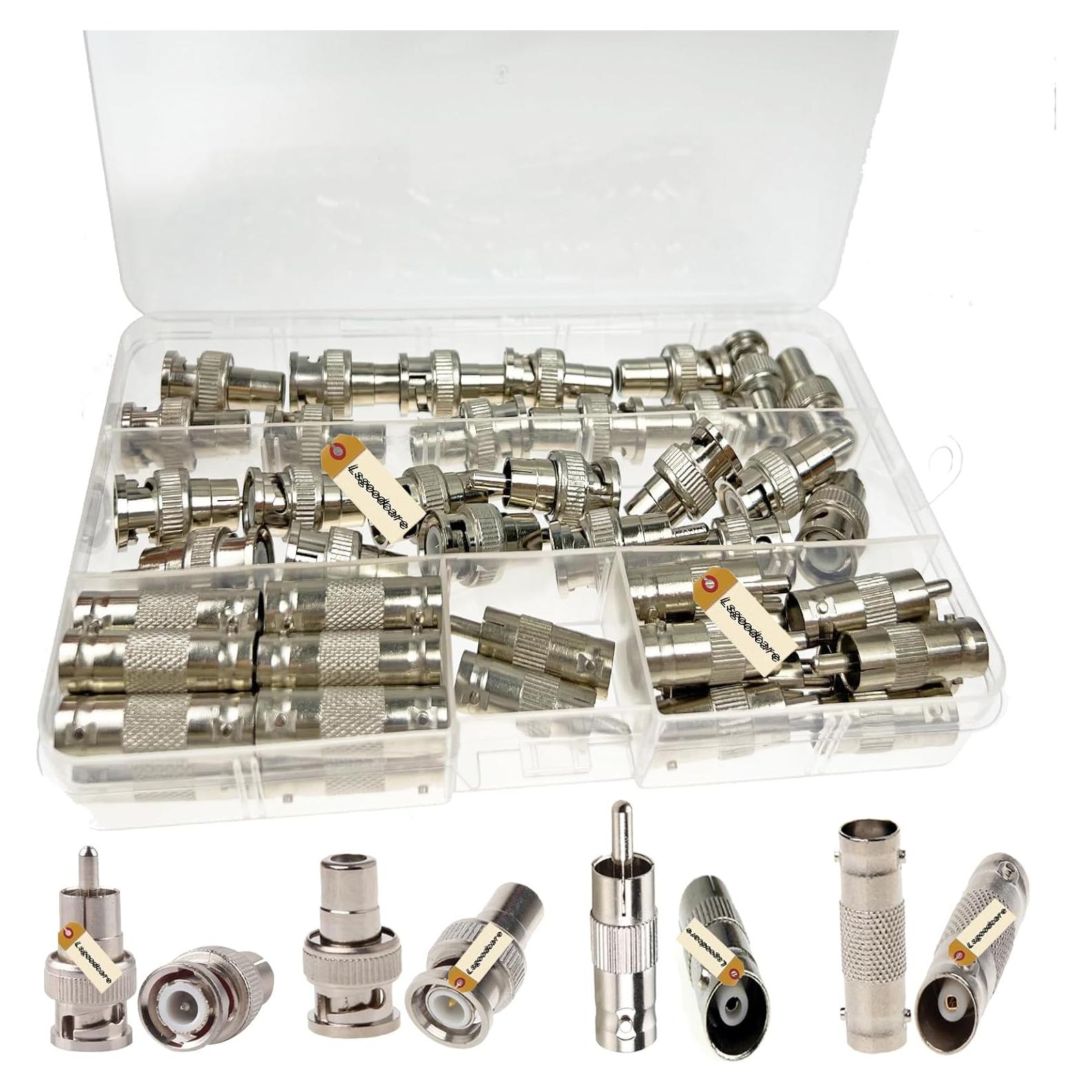 Adaptador BNC a RCA Lsgoodcare 48 Piezas Coaxial Seguridad