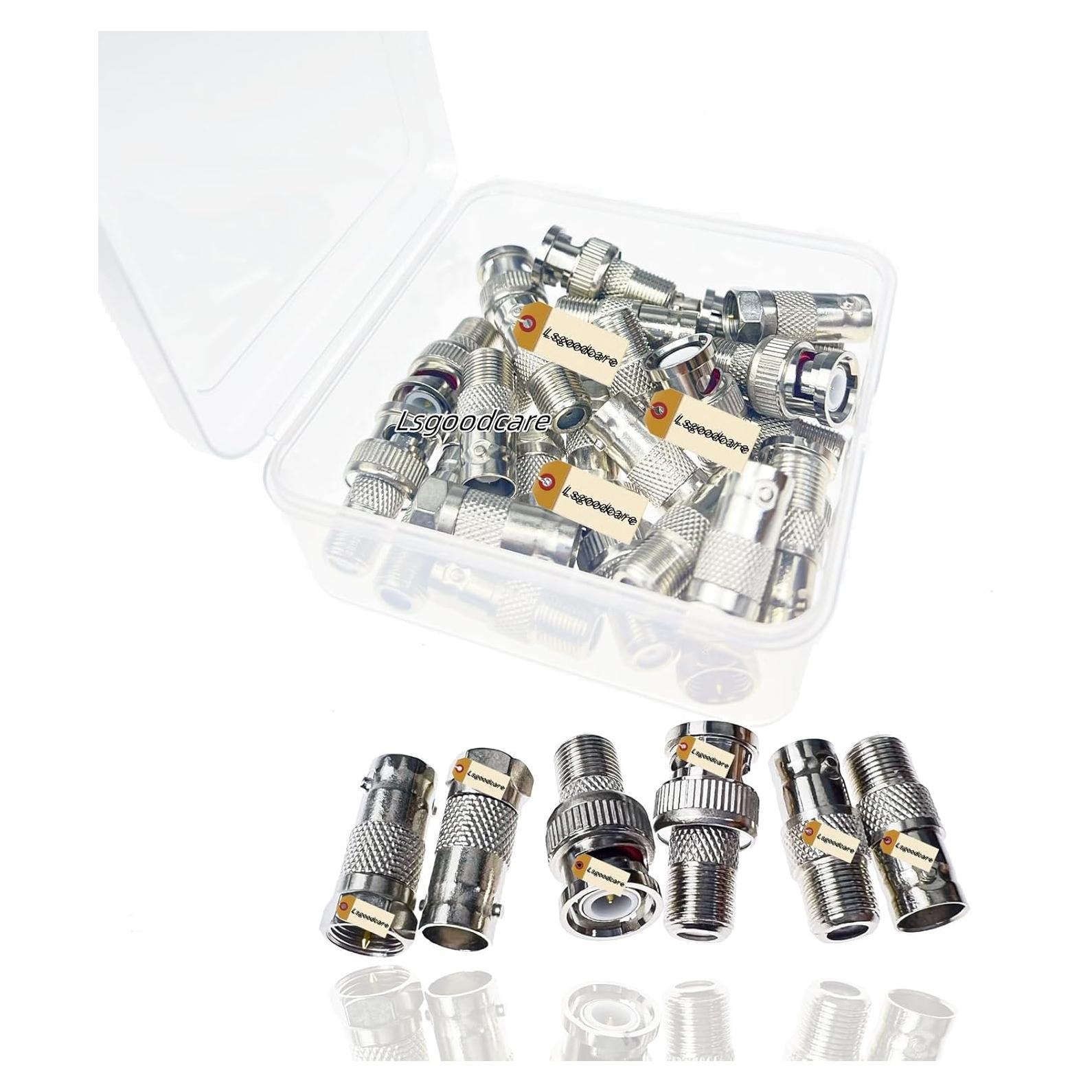 Kit de Adaptadores Coaxiales 30 Piezas Lsgoodcare BNC a F