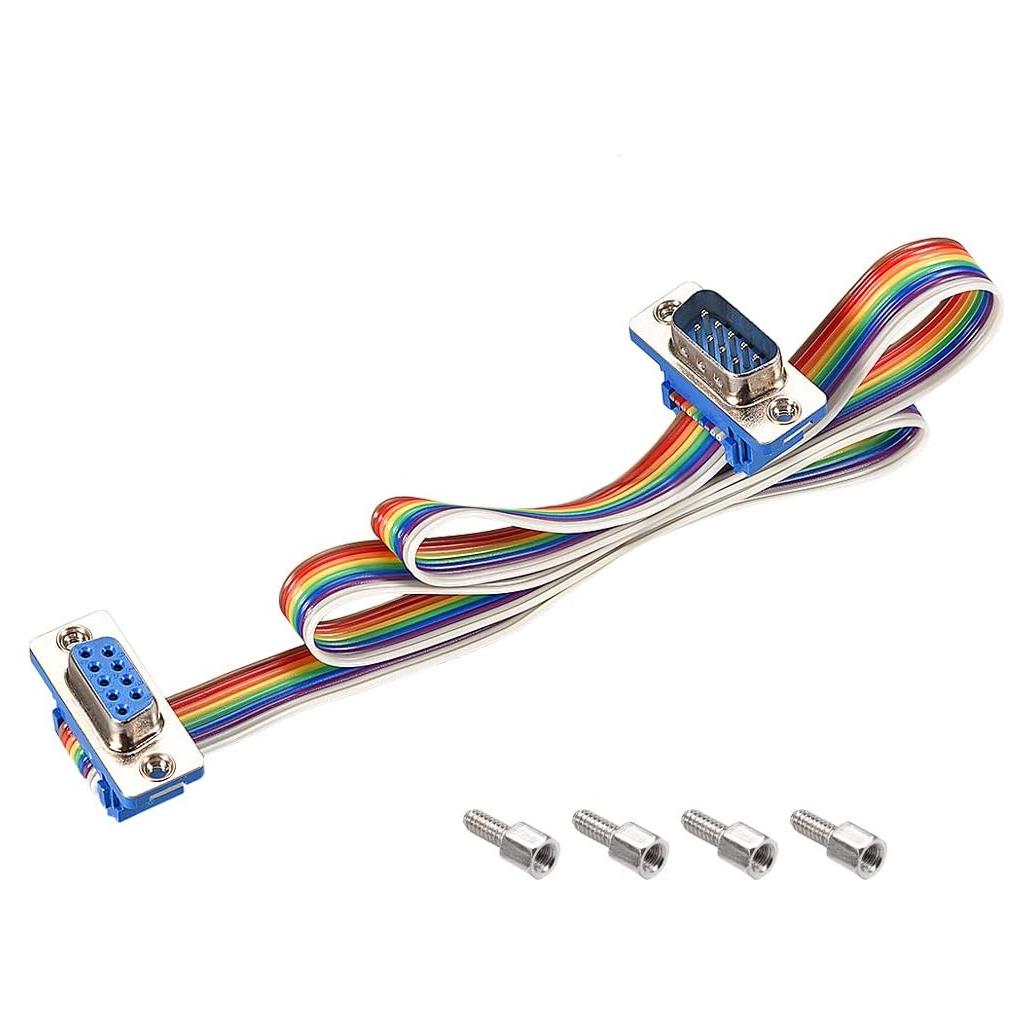 Cable de cinta plana arcoíris DB9 macho a hembra 50cm uxcell