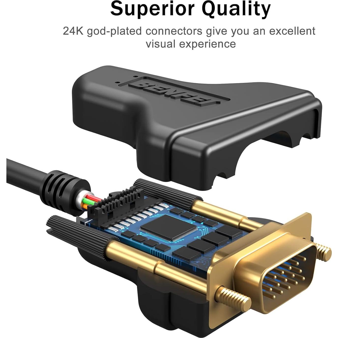Cable VGA a VGA Benfei 1.83m Macho a Macho con Ferritas