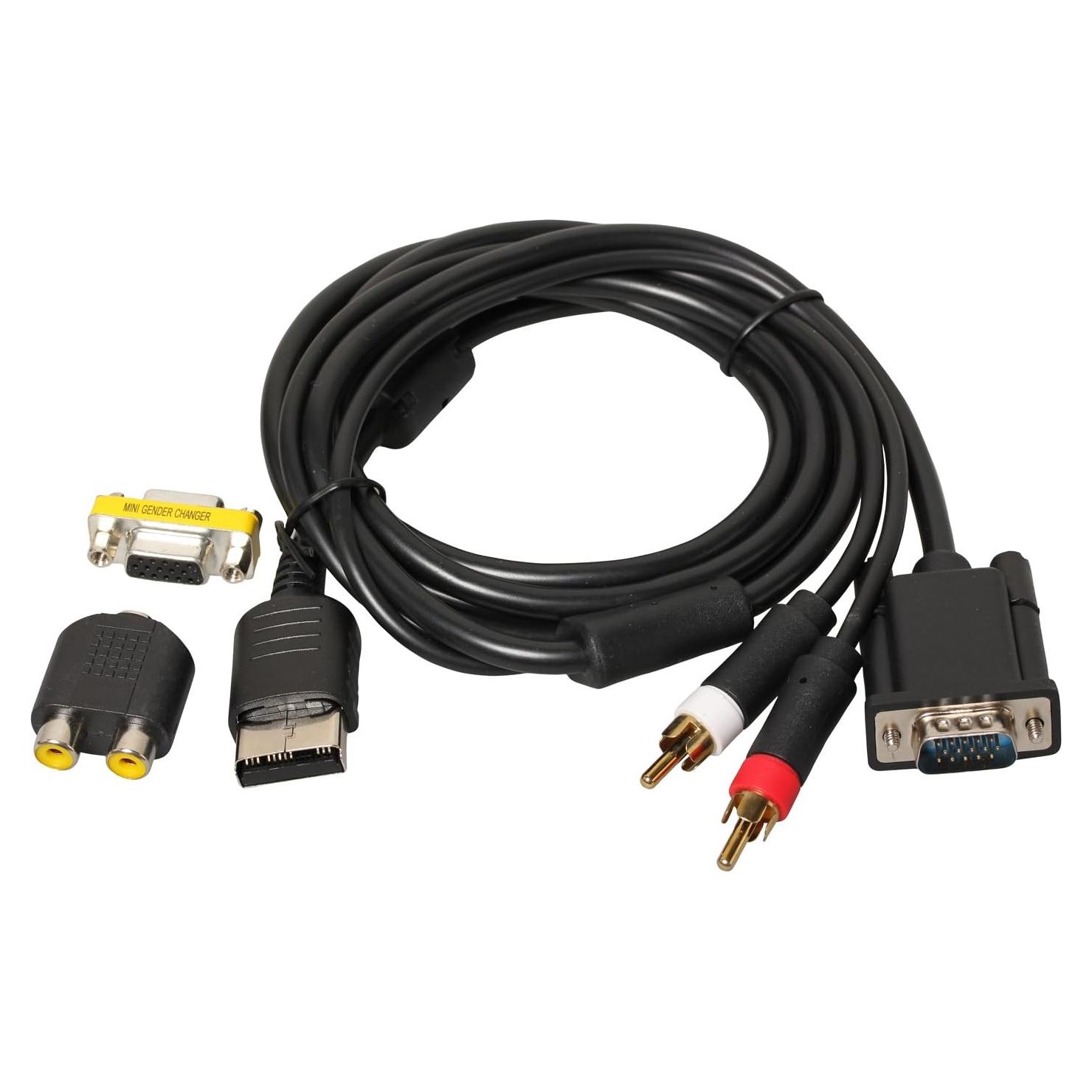 Cable VGA eJiasu 1.8M para Dreamcast con RCA y adaptador