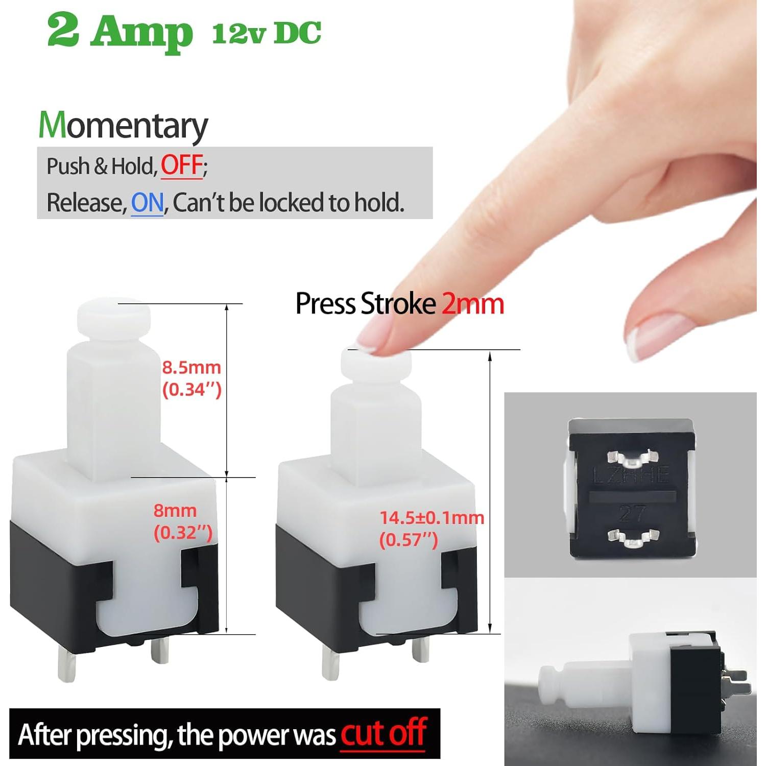 Interruptor Momentáneo 2A ZGSZJHF 8x8mm 25 Piezas
