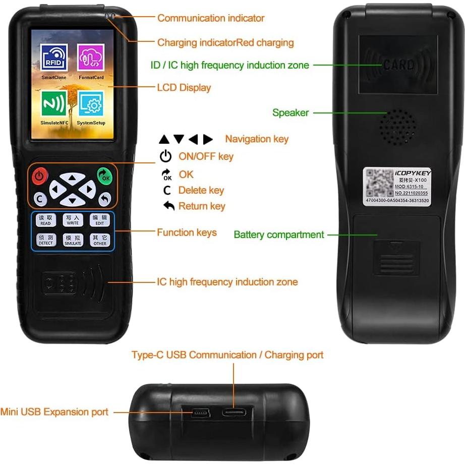 Lector Escritor RFID HENAXSAD HERNAS-X100 Portátil 249g