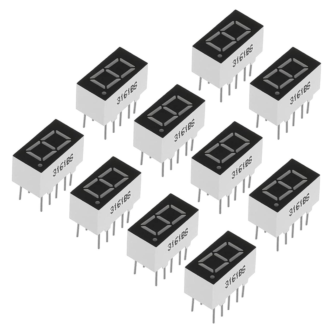 Tubo Digital LED PATIKIL Rojo 10 Piezas 7 Segmento 2.1V