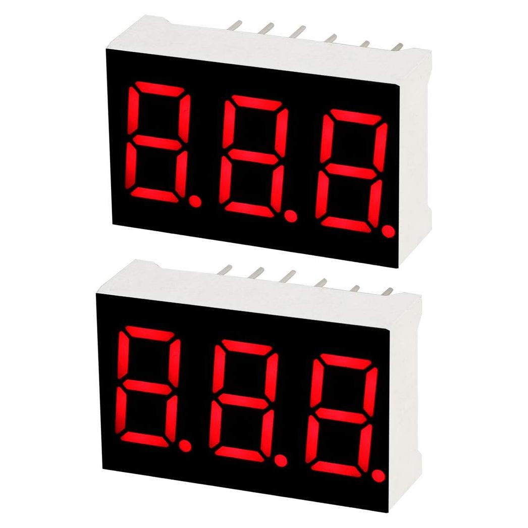 Tubo Display Digital LED 7 Segmentos uxcell 3 Dígitos Rojo 2pcs