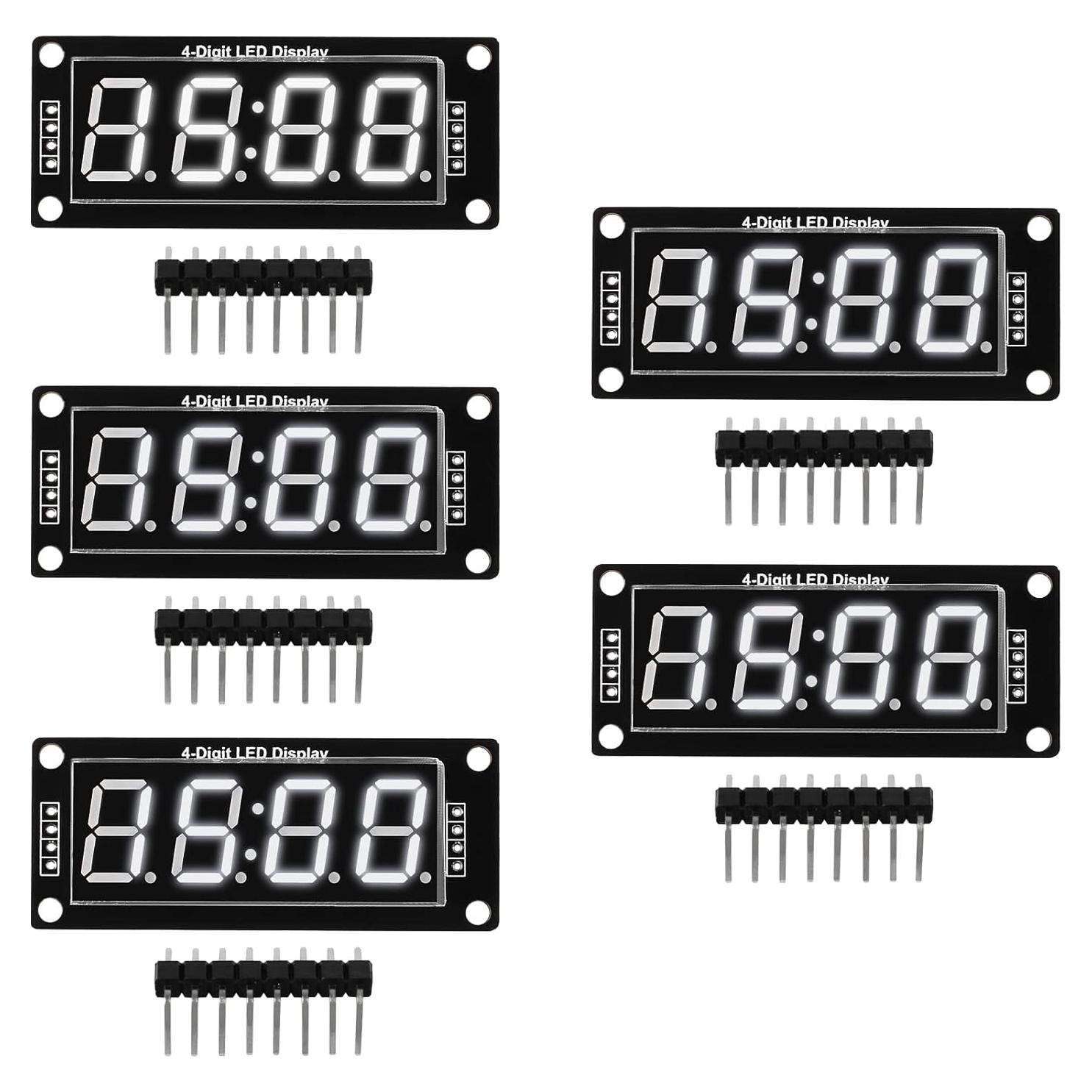 5 Piezas Módulo Reloj Digital LED 0.56" TM1637 Blanco