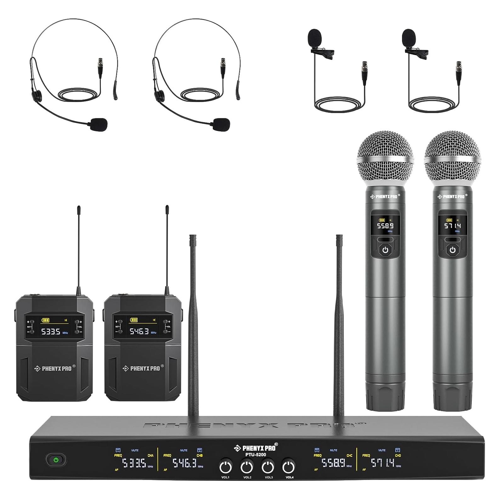 Sistema de Micrófono Inalámbrico Phenyx Pro PTU-5200, 4 Canales