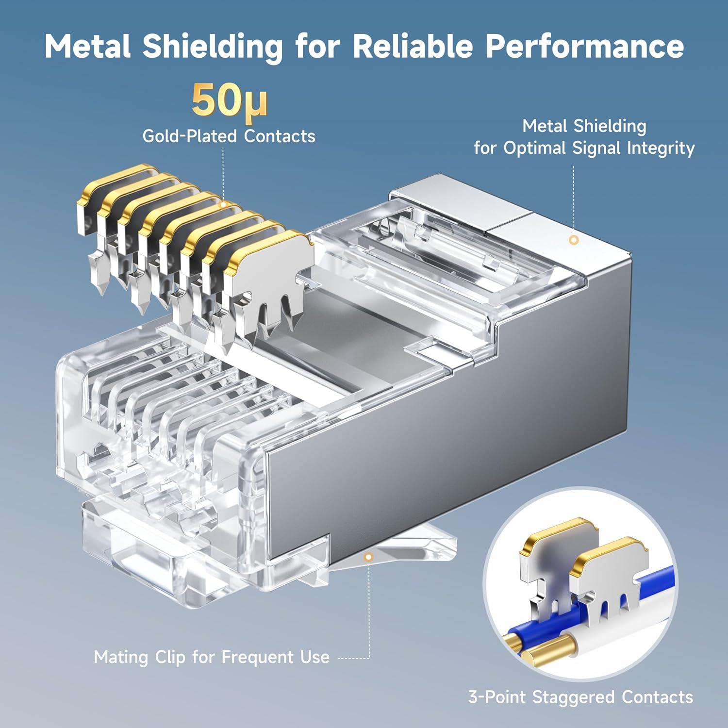 Conectores RJ45 Passthrough Cat 6A Cable Matters 100 Piezas