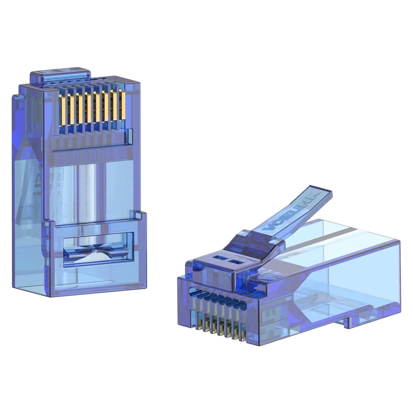 Conectores RJ45 CAT6 VCE Passthrough 50 Unidades Azul