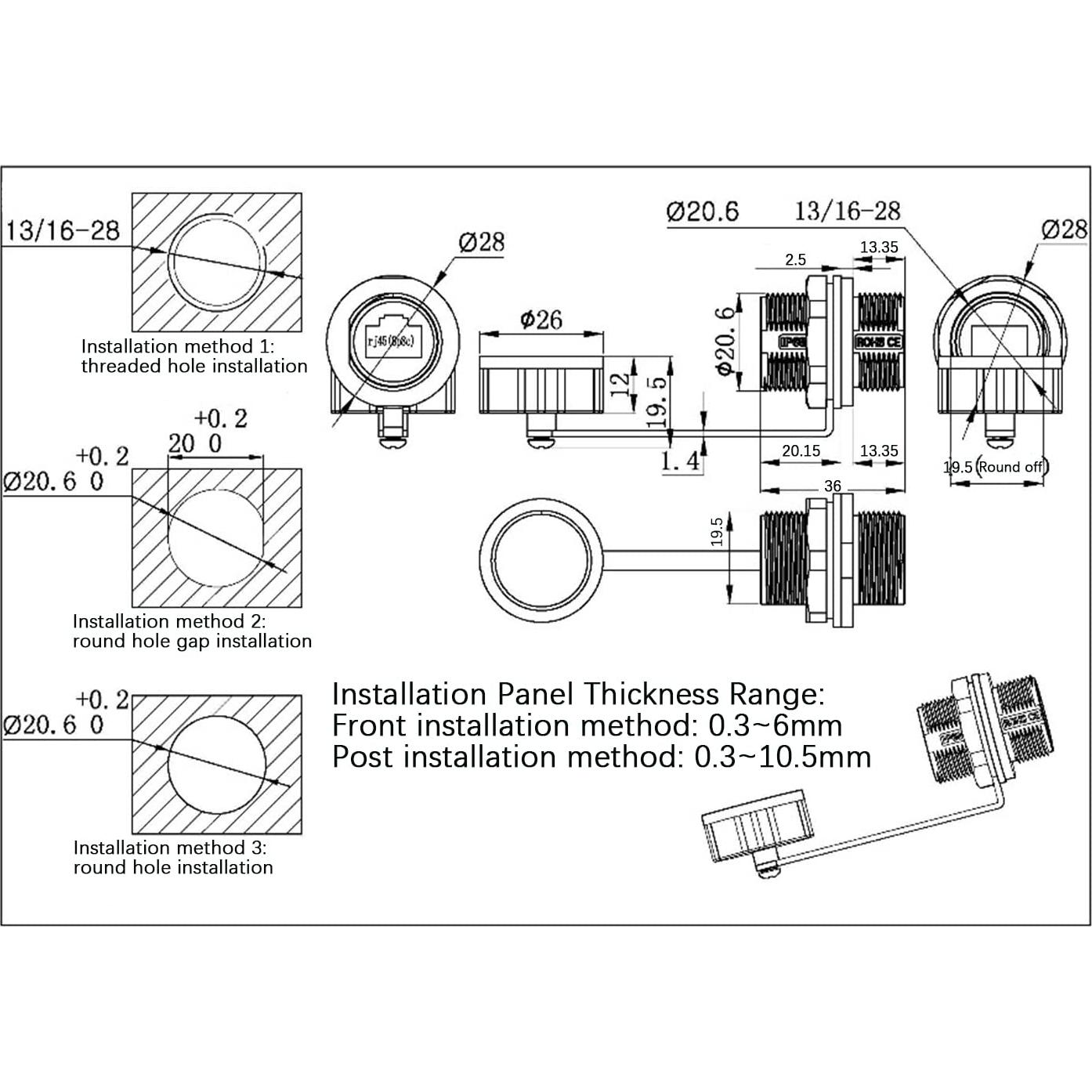 10 Conectores RJ45 Blindados a Prueba de Agua Cat5/6 ANMBEST