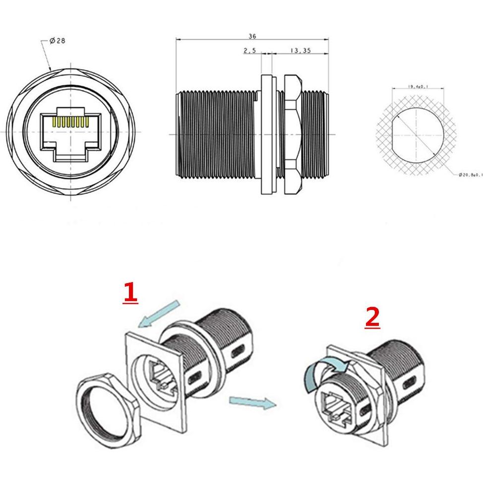 10 Conectores RJ45 Blindados a Prueba de Agua Cat5/6 ANMBEST