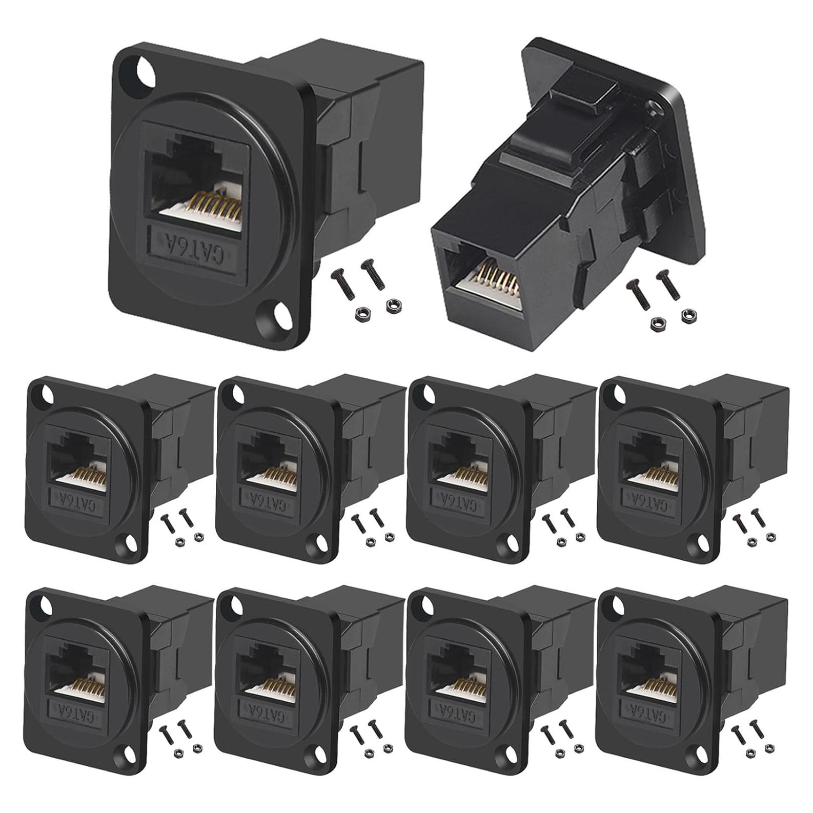 Conector de Montaje en Panel RJ45 Hembrado CAT6A PENGLIN 10PCS
