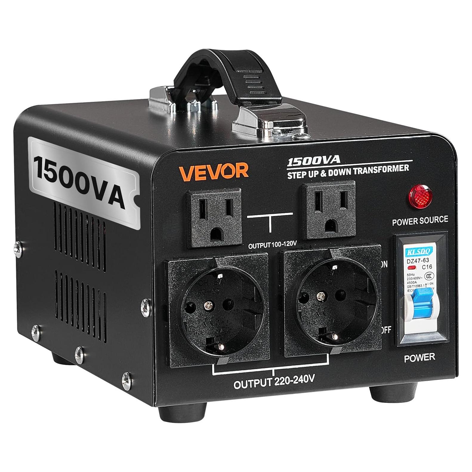 Transformador Convertidor de Voltaje VEVOR 1500VA Paso Arriba/Abajo