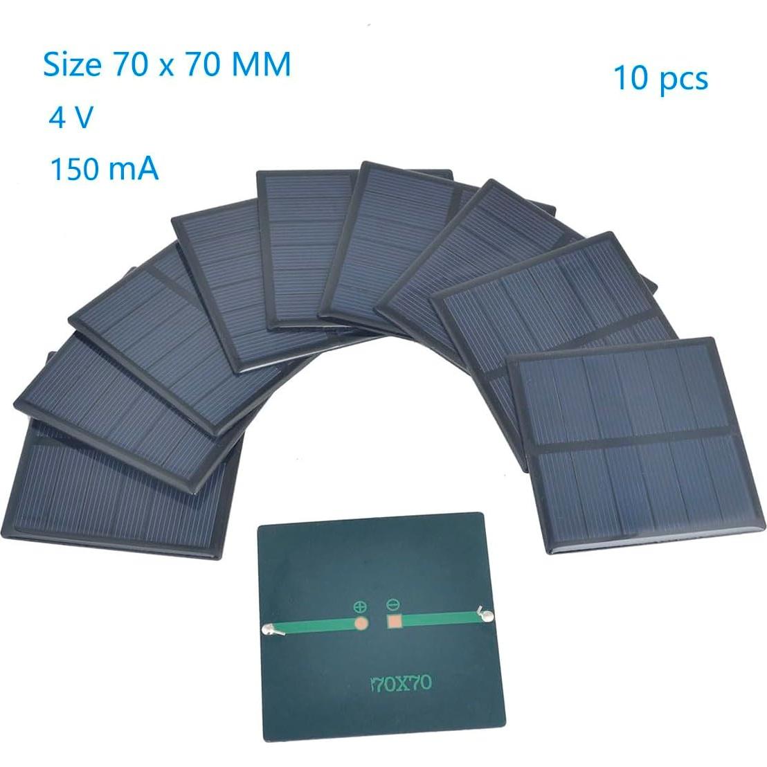 10 Paneles Solares Policristalinos Ailejia 4V 150mA 70mm