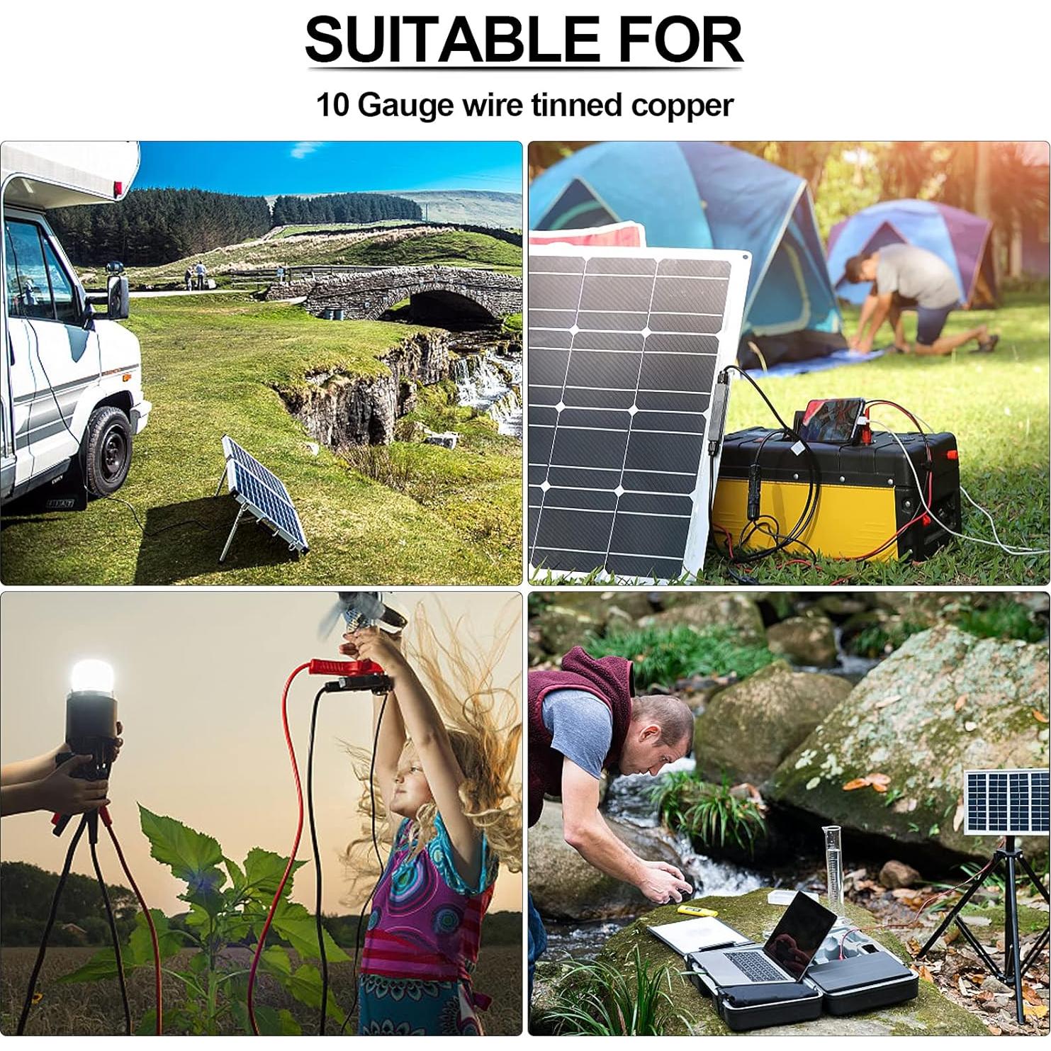 Cable Solar 10 AWG iGreely 30 pies Negro y Rojo Cobre Estañado