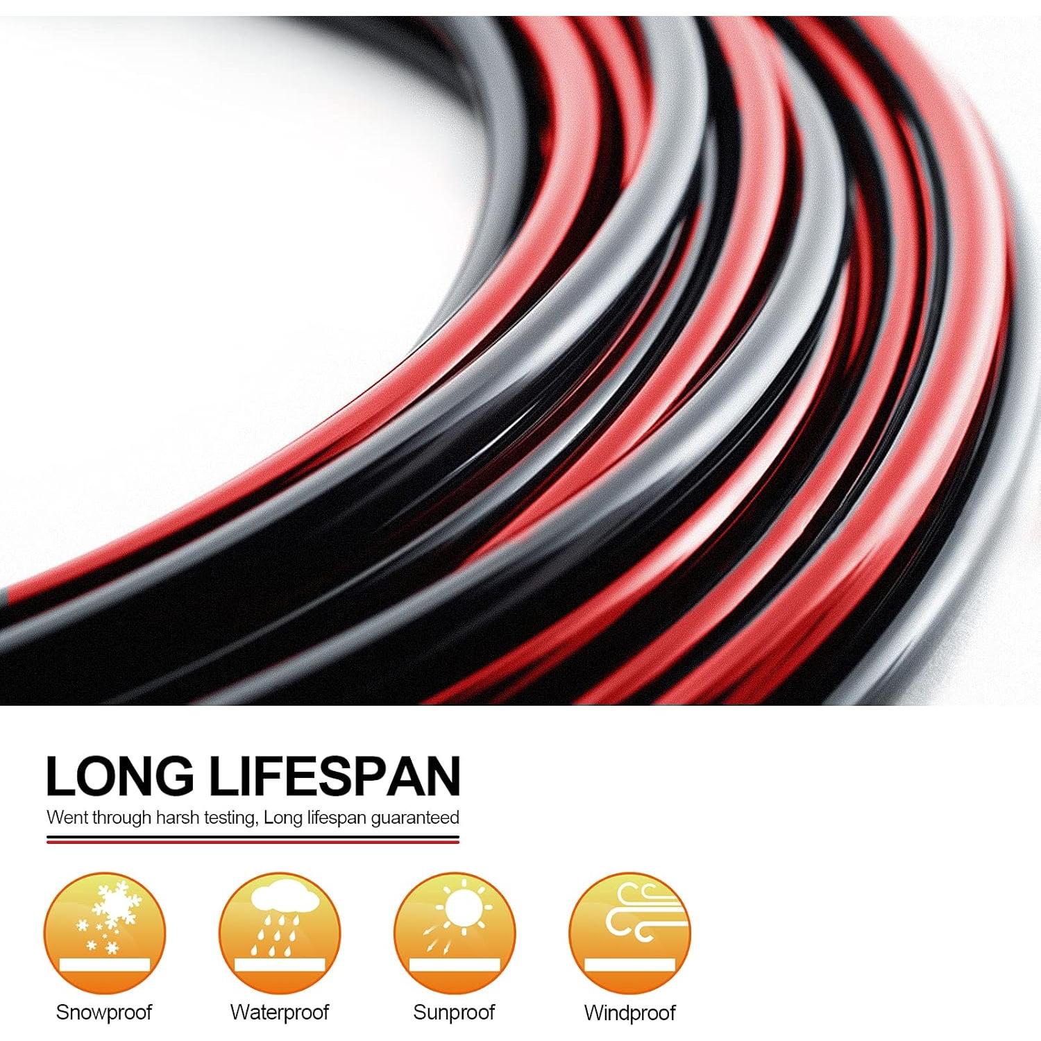 Cable Solar 10 AWG iGreely 30 pies Negro y Rojo Cobre Estañado
