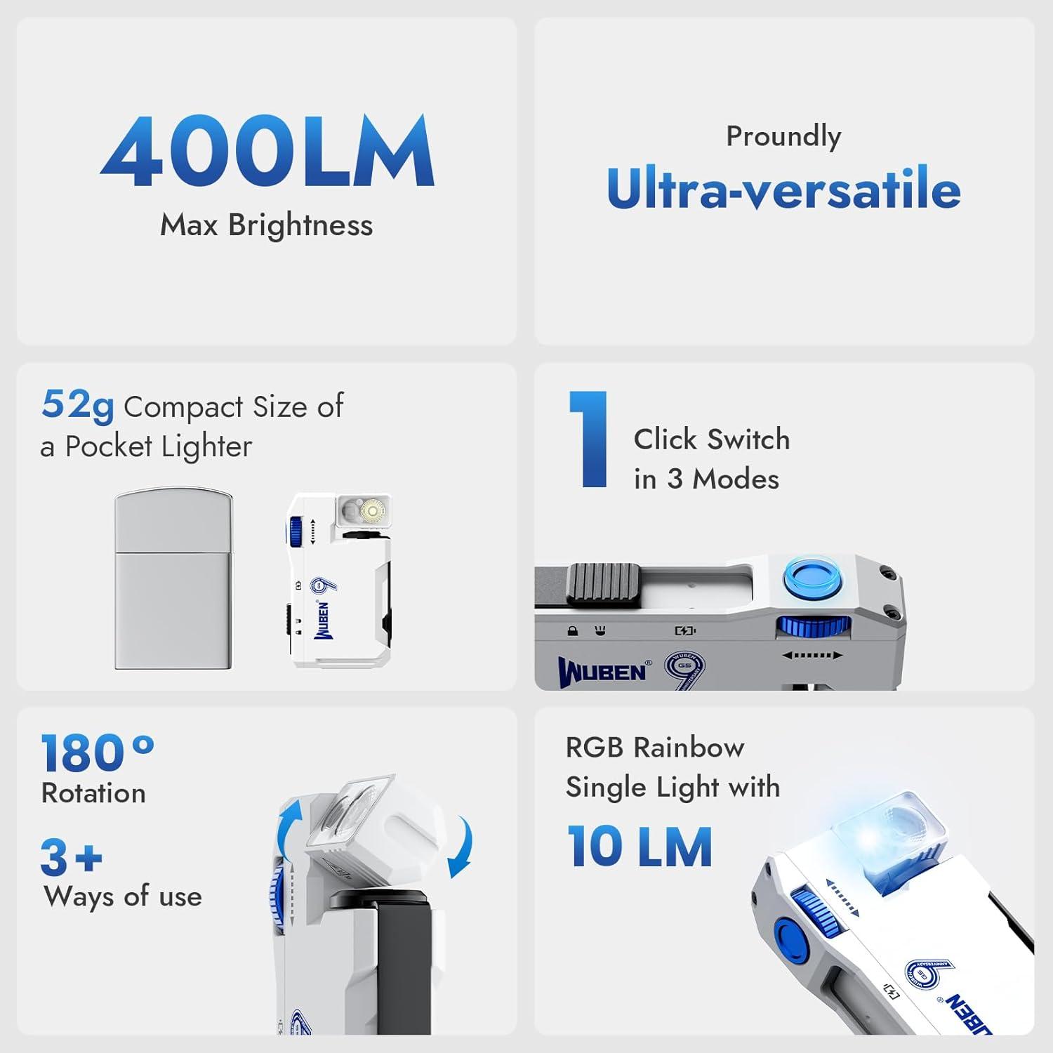 Linterna EDC Recargable WUBEN G5 y X4 con Luz RGB