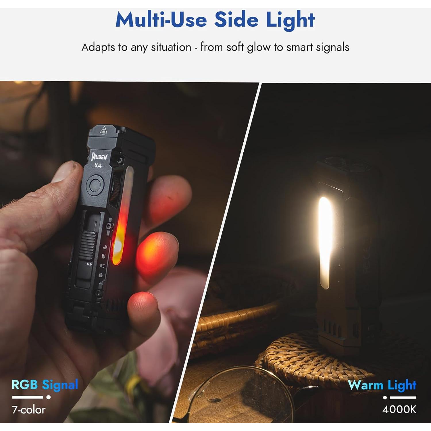 Linterna EDC WUBEN X4 3000 Lúmenes USB-C Resistente al Agua