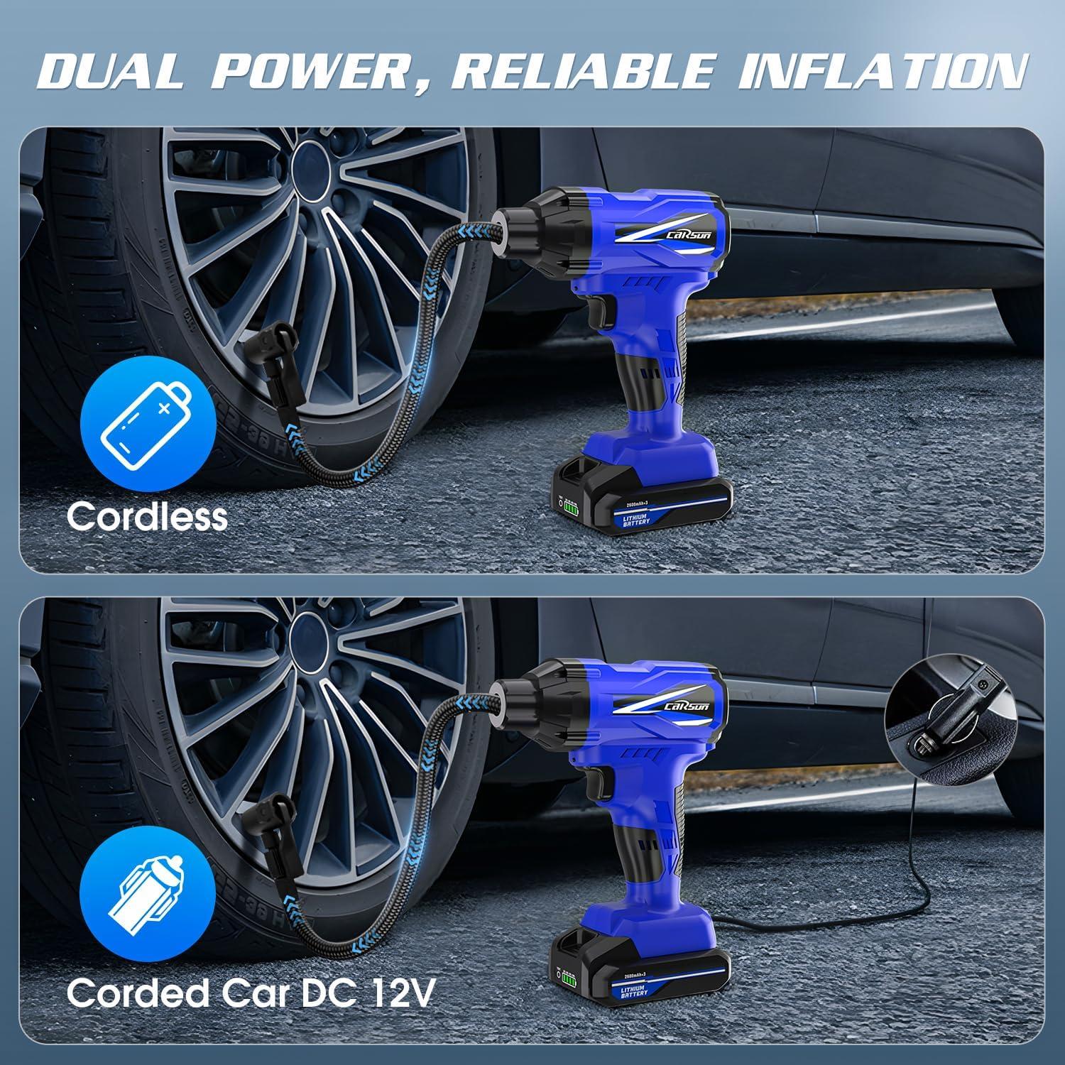Inflador de Neumáticos Inalámbrico CARSUN T1811 150 PSI Azul