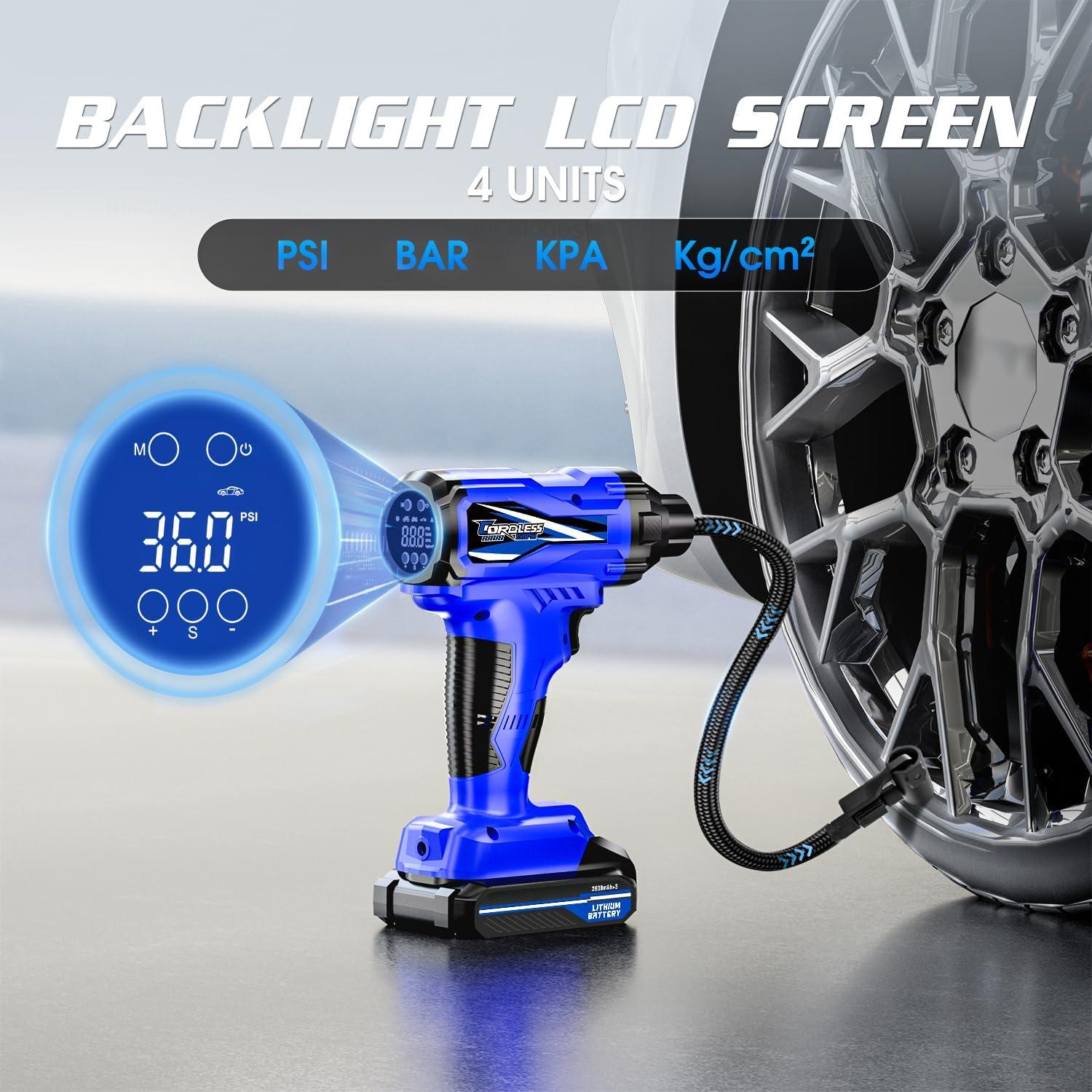 Inflador de Neumáticos Inalámbrico CARSUN T1811 150 PSI Azul