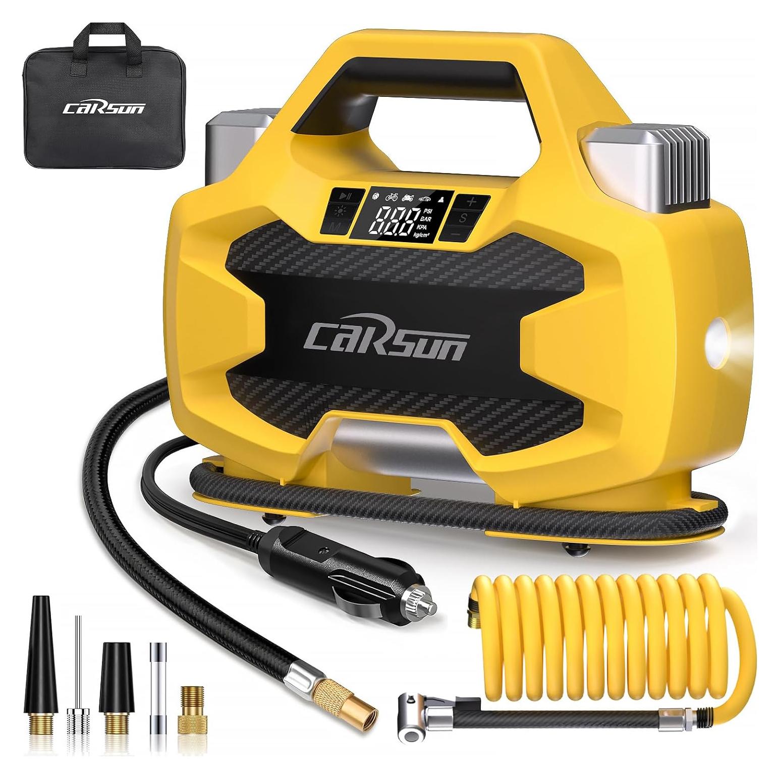 Compresor de Aire CARSUN 150 PSI Portátil Doble Cilindro 12V