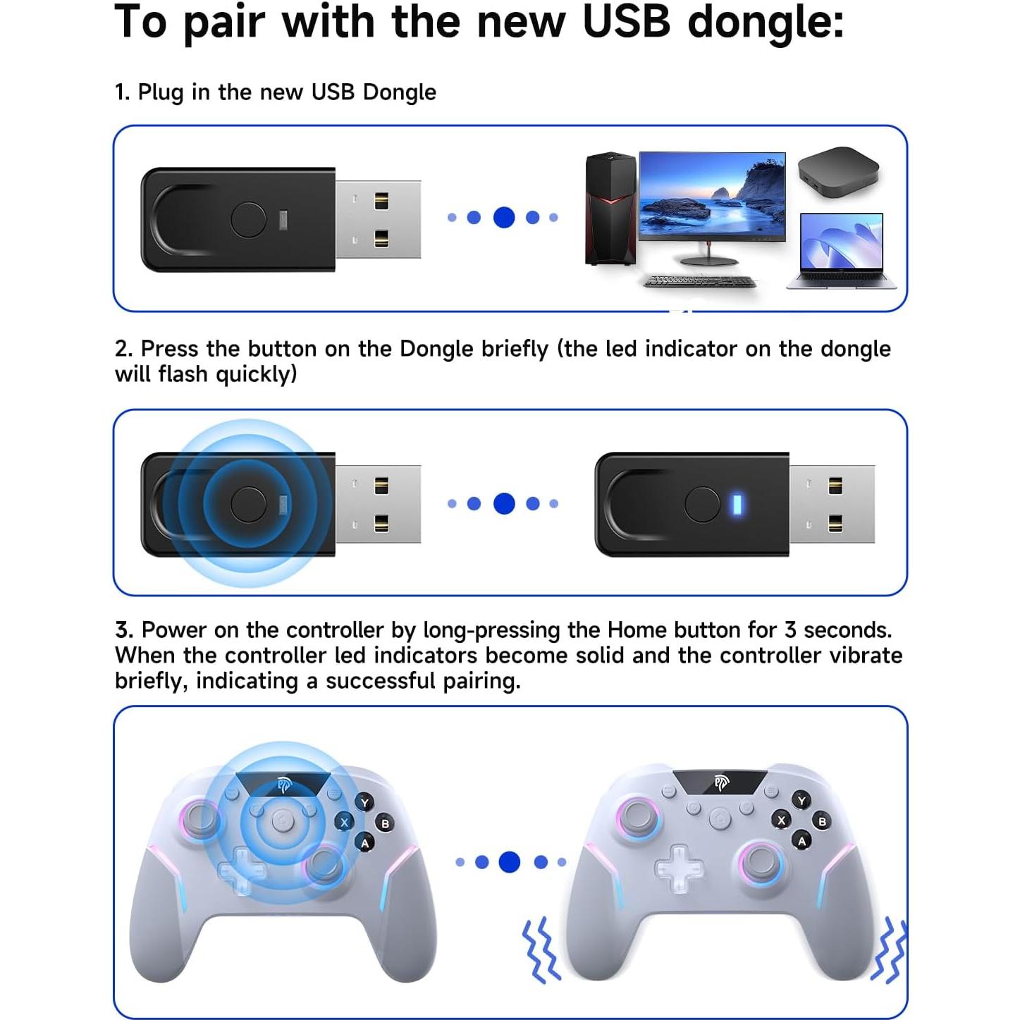 Receptor Inalámbrico USB EasySMX X20 para Controlador