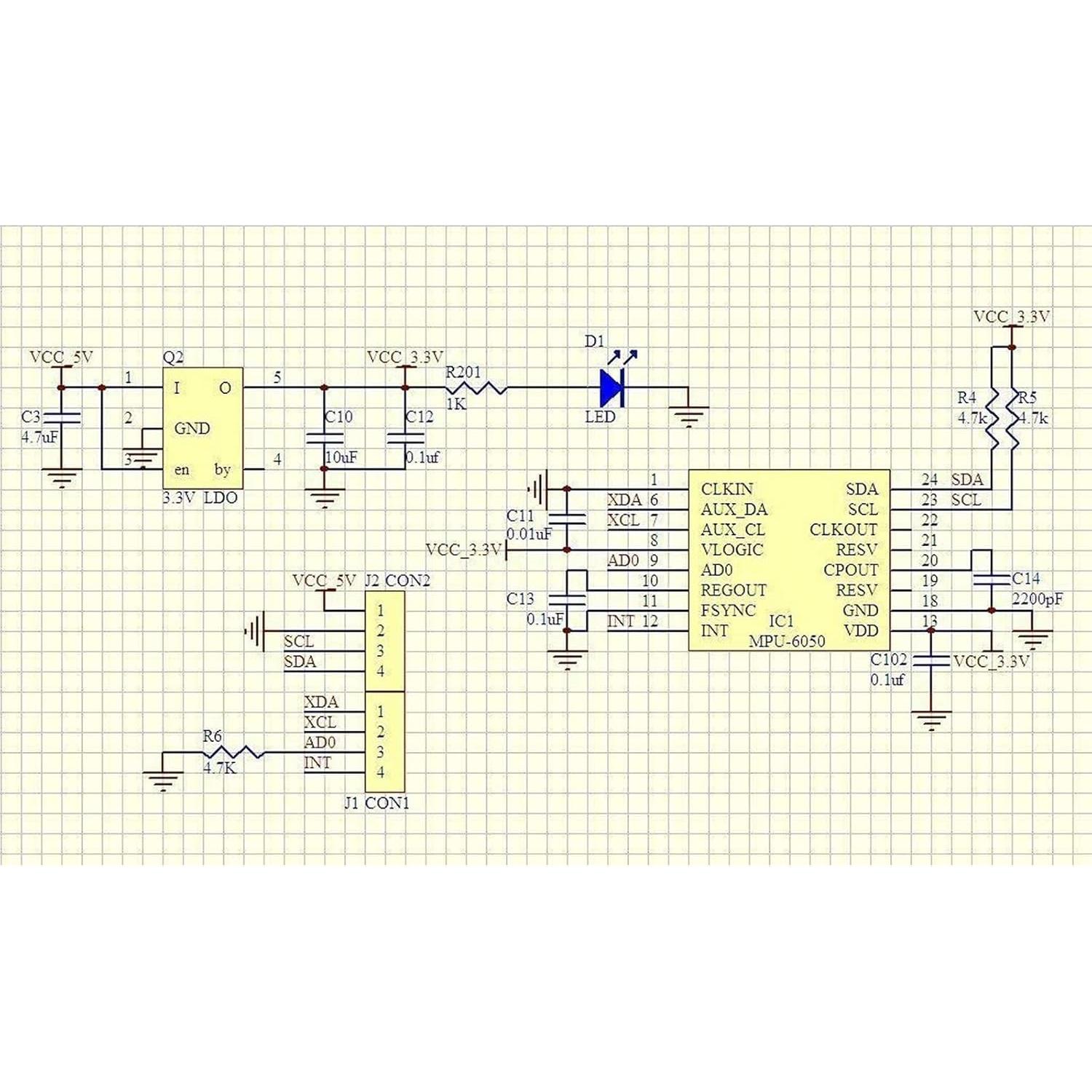 Módulo Sensor GY-521 KEAcvise MPU6050 6 Ejes I2C 16 bits