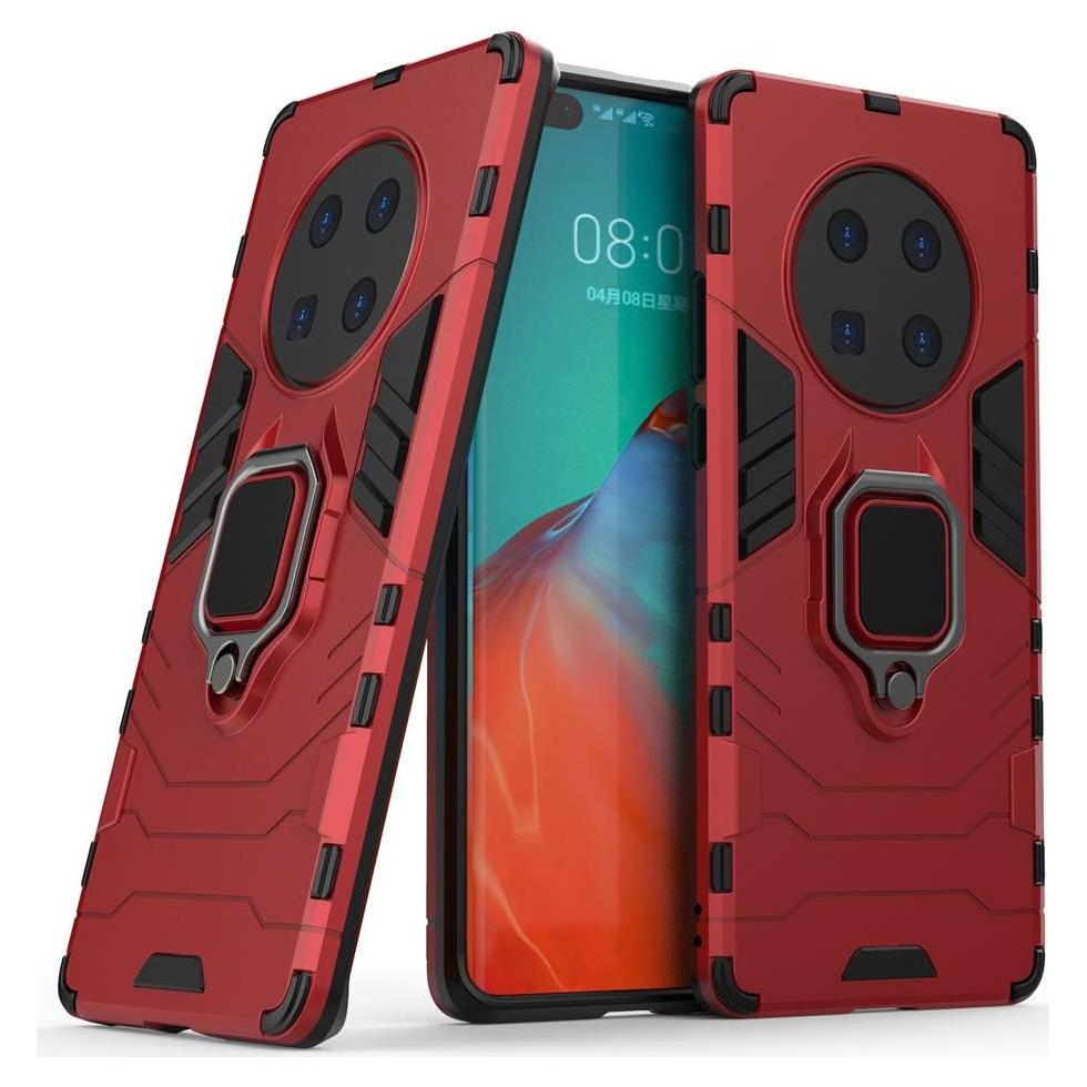 Funda Huawei Mate 40 Pro Doble Capa Rojo con Soporte Anillo
