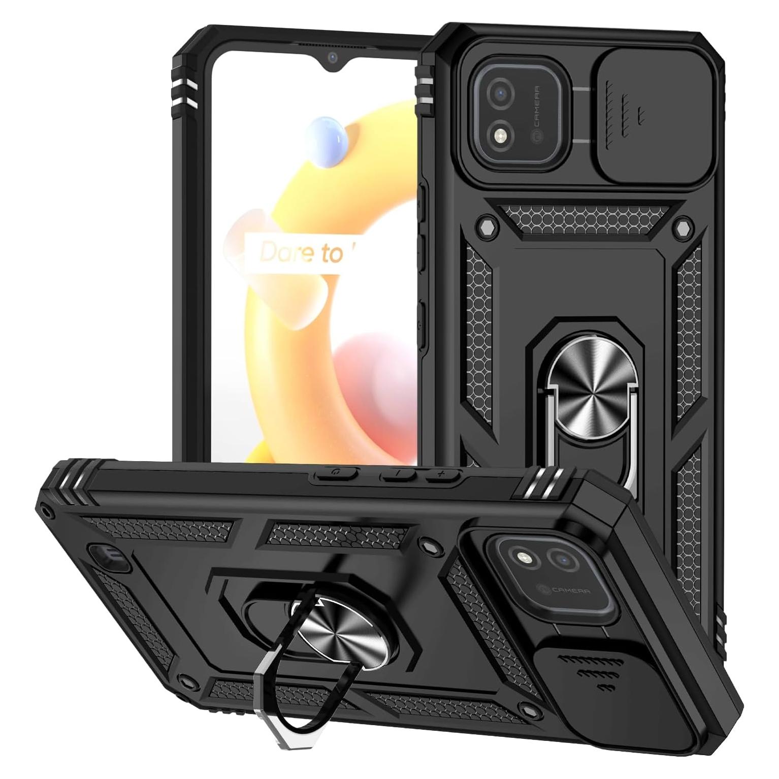 Funda para Realme C20/C20A/C11 2021 Tothedu Negra con Soporte