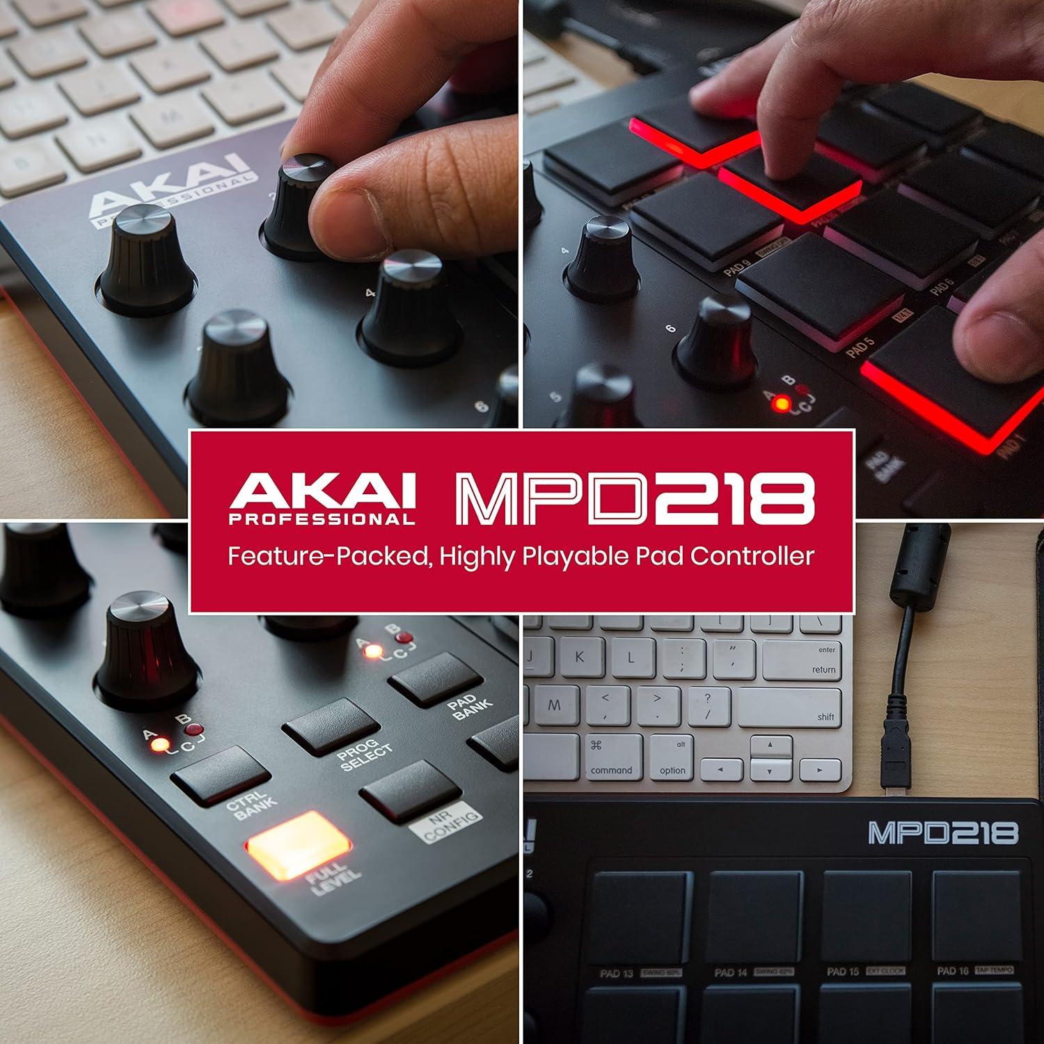 Controlador MIDI AKAI MPD218 con 16 Pads y USB