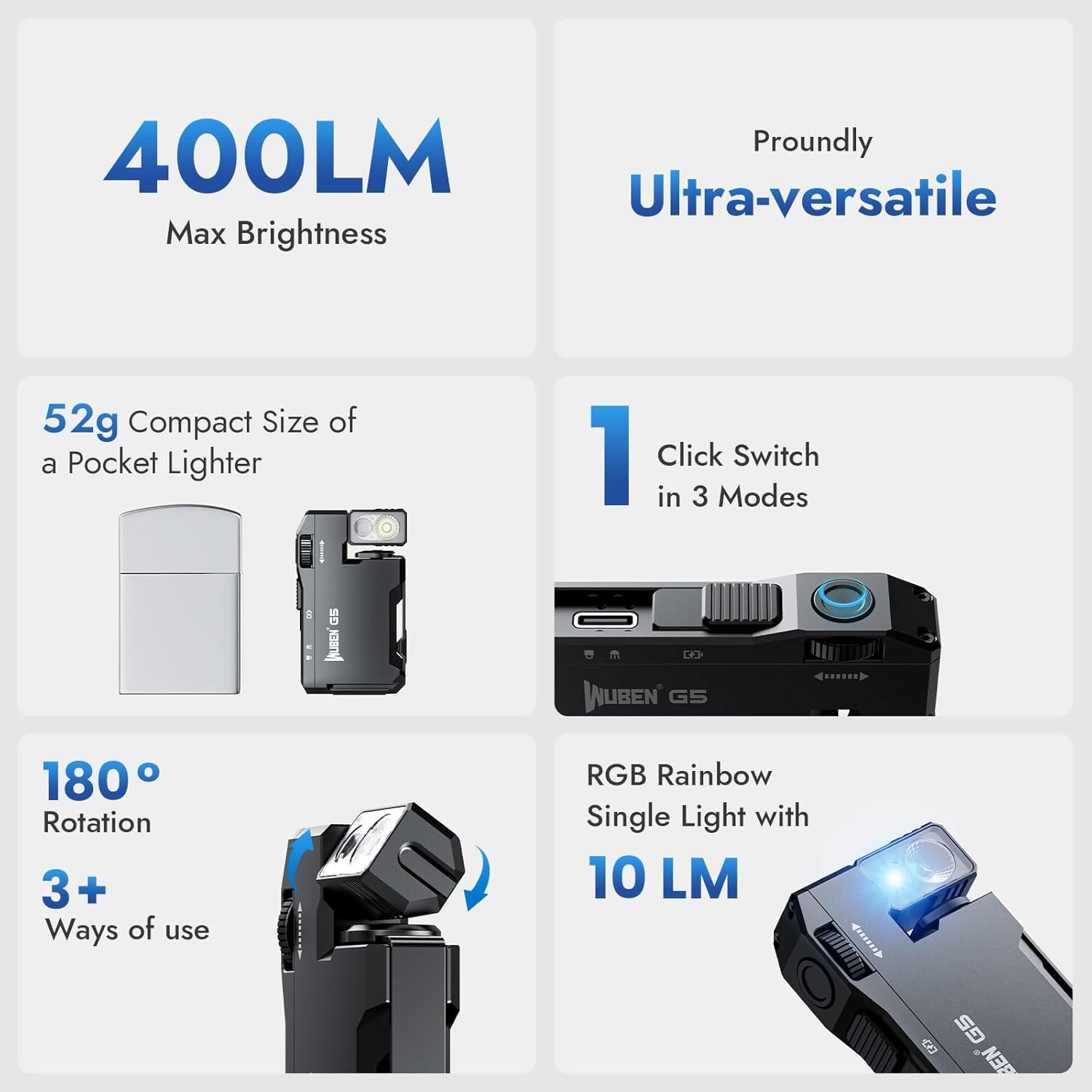 Linterna LED WUBEN L50 y G5 Recargables 1200 y 400 Lúmenes