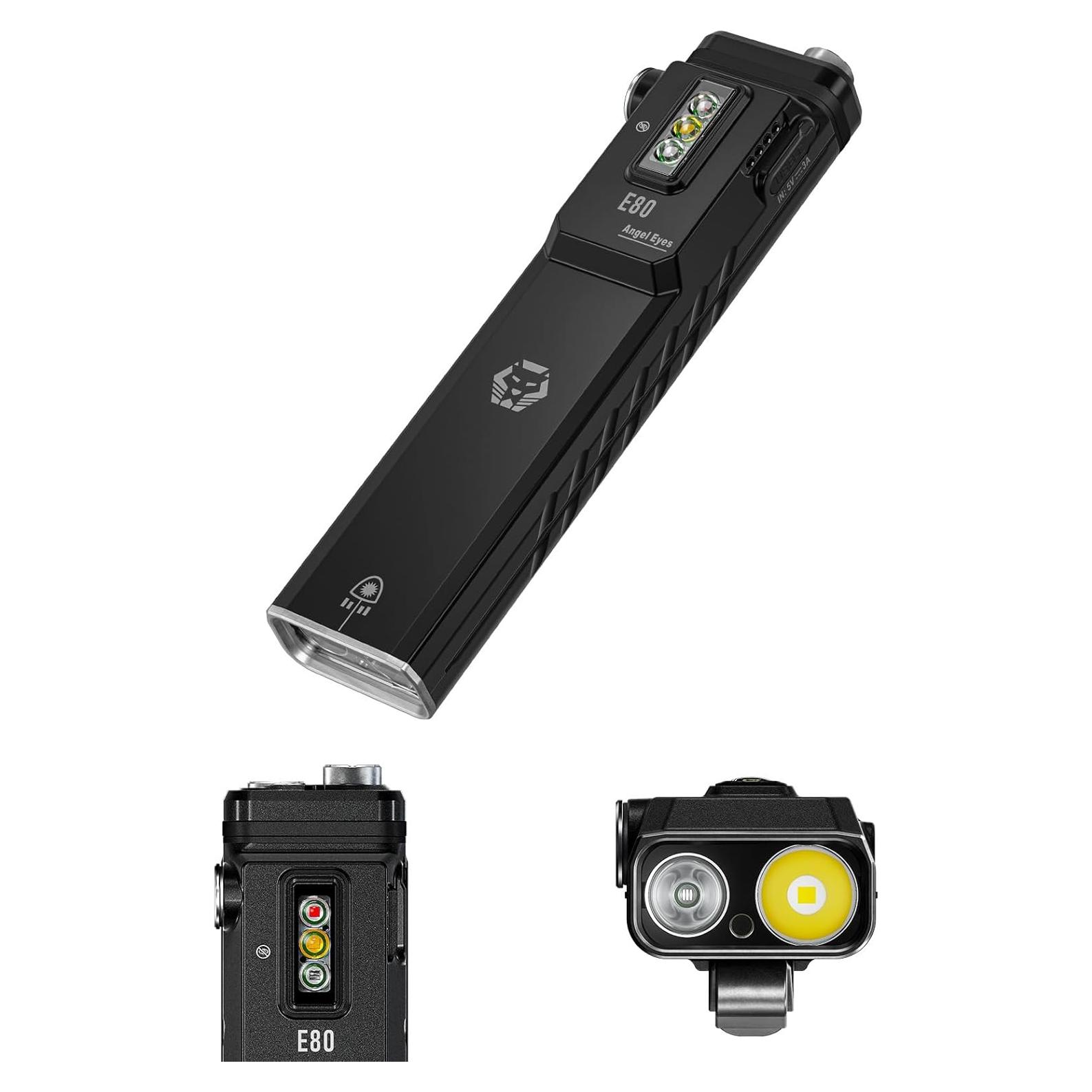 Linterna RovyVon Angel Eyes E80 1800 Lúmenes USB-C Verde UV