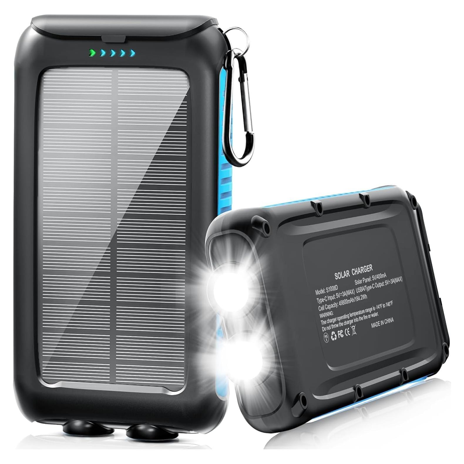 Banco de Energía Solar 49800mAh Kepswim con Linterna LED