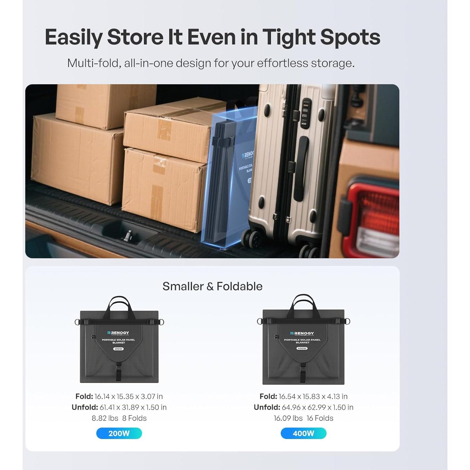 Manta Solar Plegable Renogy 200W, Alta Eficiencia 25%, Ligera