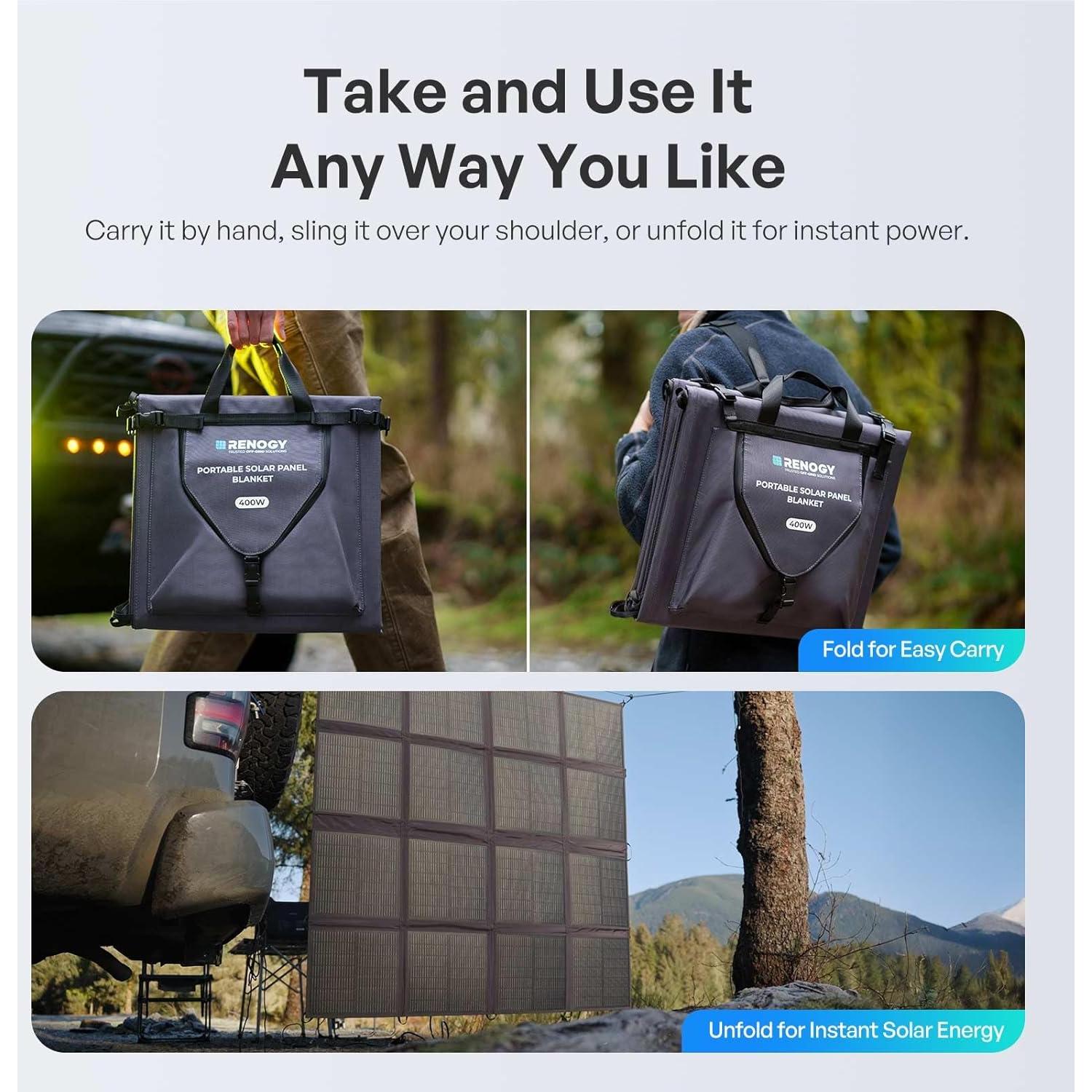 Manta Solar Plegable Renogy 200W, Alta Eficiencia 25%, Ligera