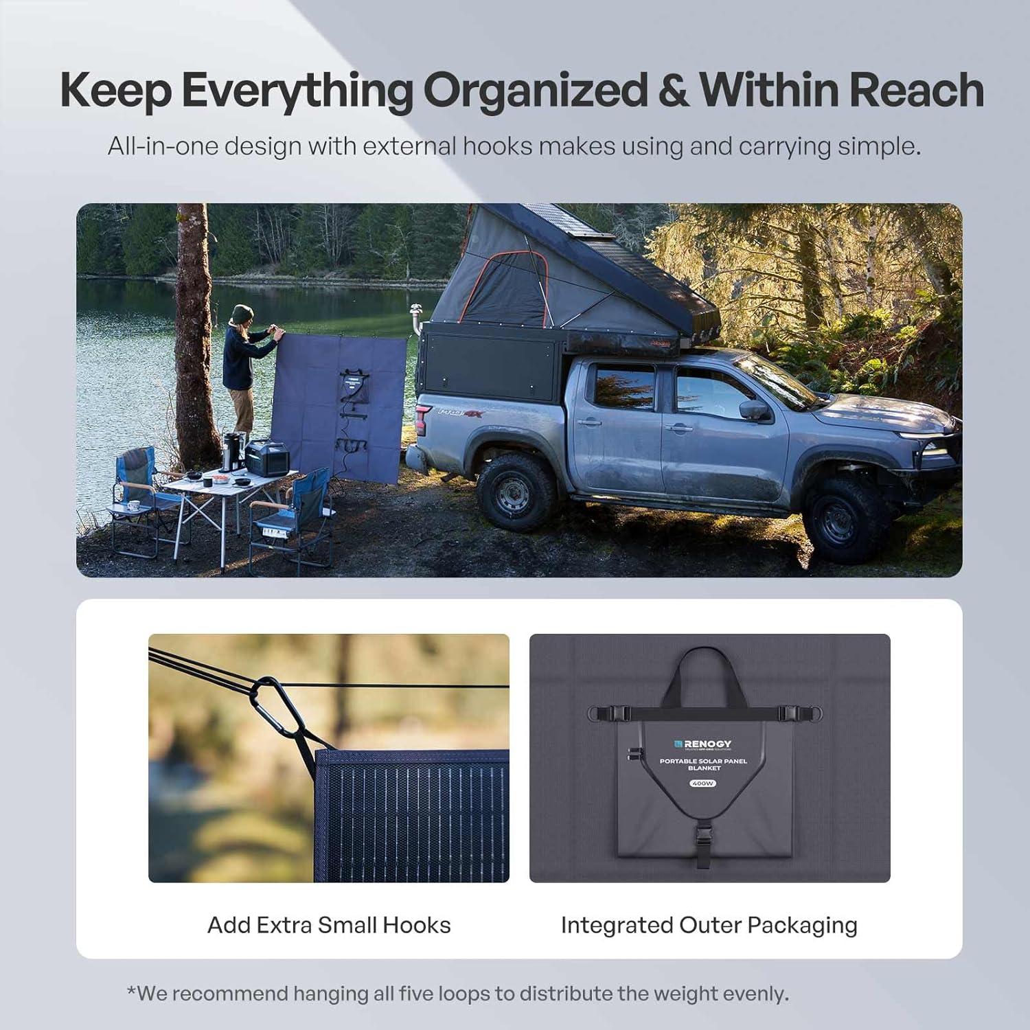 Manta Solar Plegable Renogy 200W, Alta Eficiencia 25%, Ligera