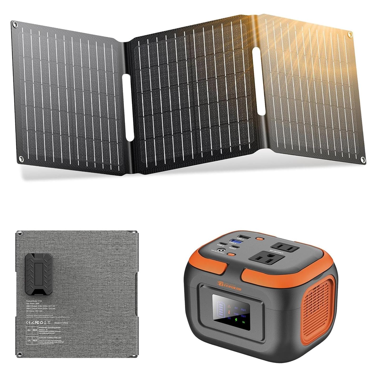Estación de Energía Solar Portátil ZeroKor 120W con Panel 30W